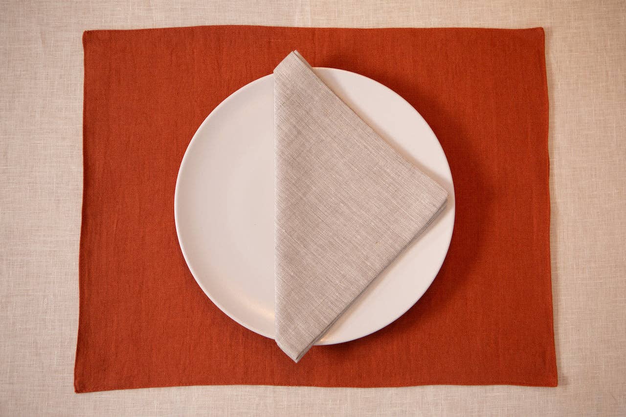 Organic linen placemat /  White