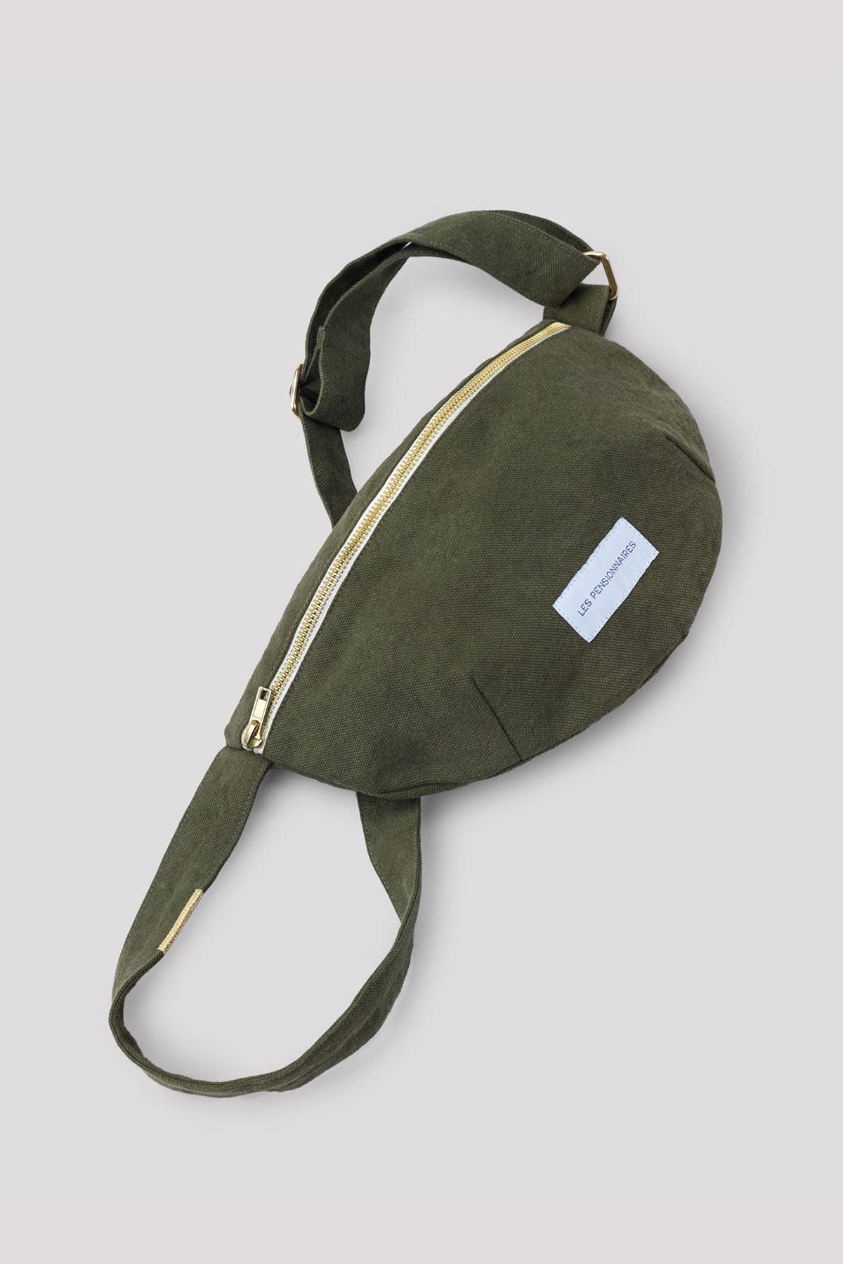 Organic caper green plain cotton canvas fanny pack