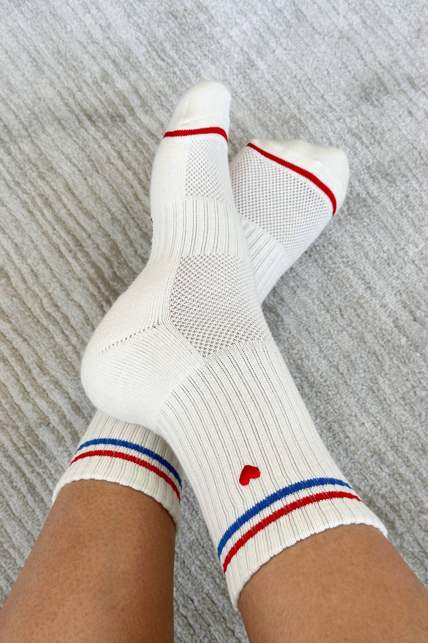 Embroidered Boyfriend Socks : Milk + Heart - Le Bon Shoppe