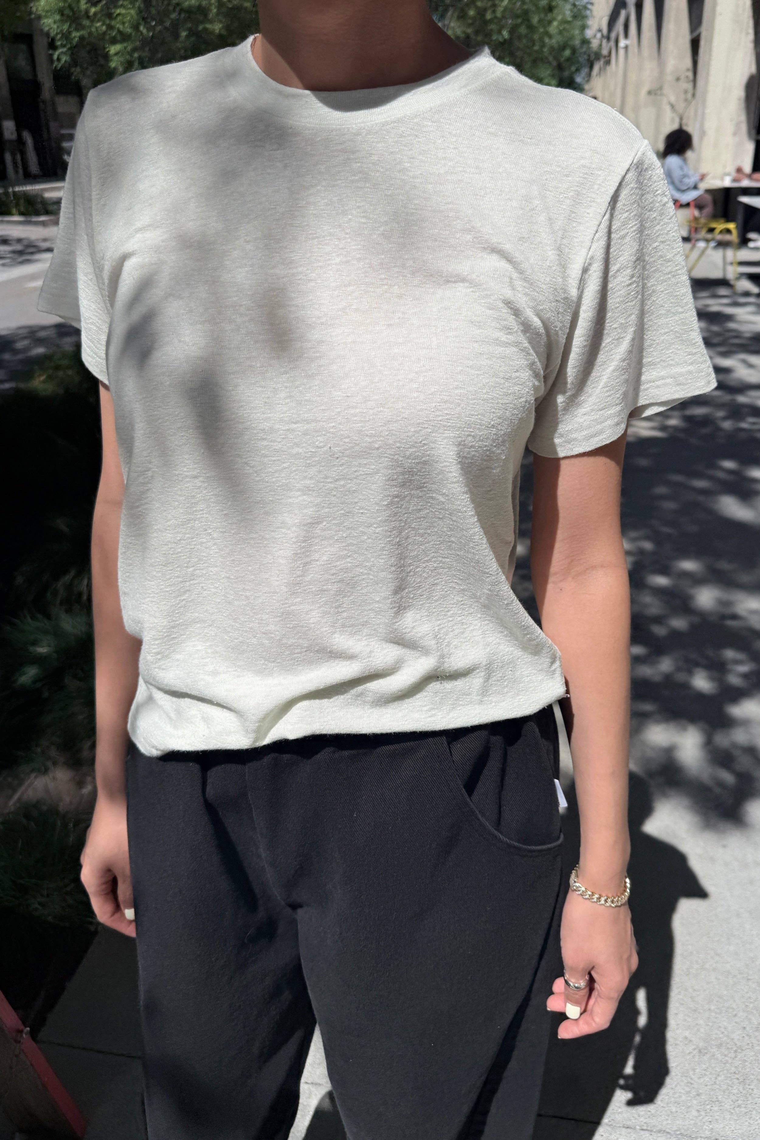 Bo Linen Blend Tee in Salt — Le Bon Shoppe