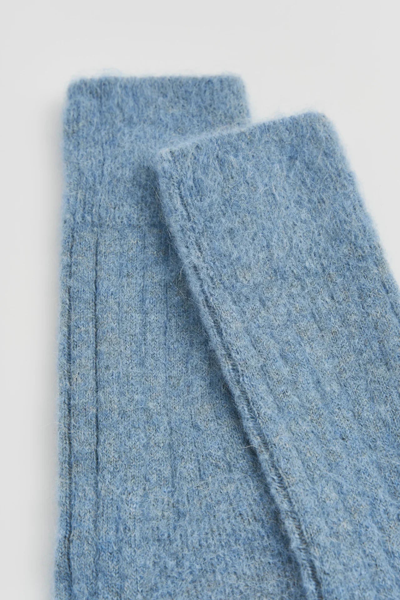 Le Bon Shoppe blue alpaca wool socks, soft knit texture, premium cozy accessory