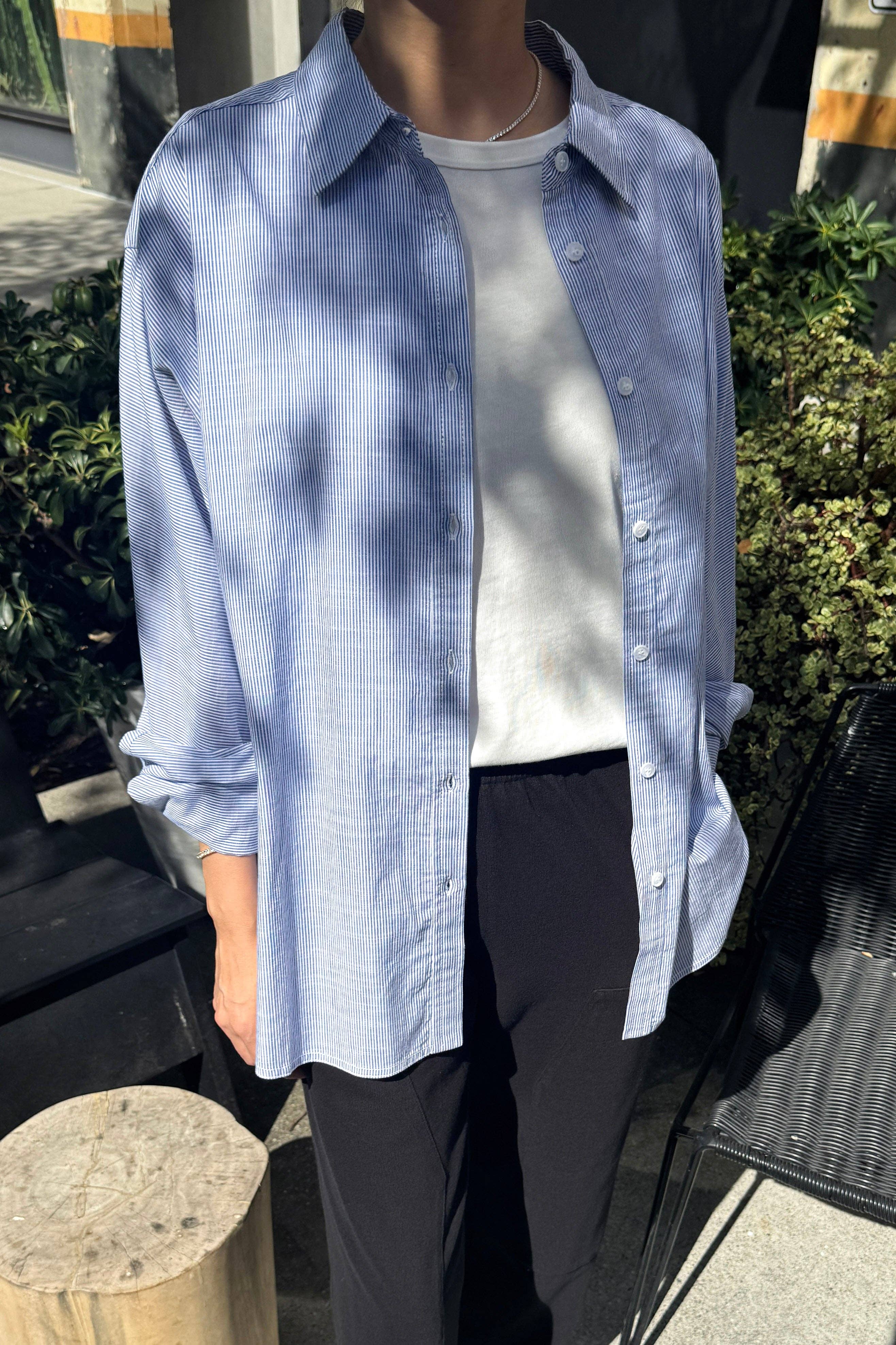 Le Bon Shoppe Light Weight Owen Shirt Blue Pinstripe
