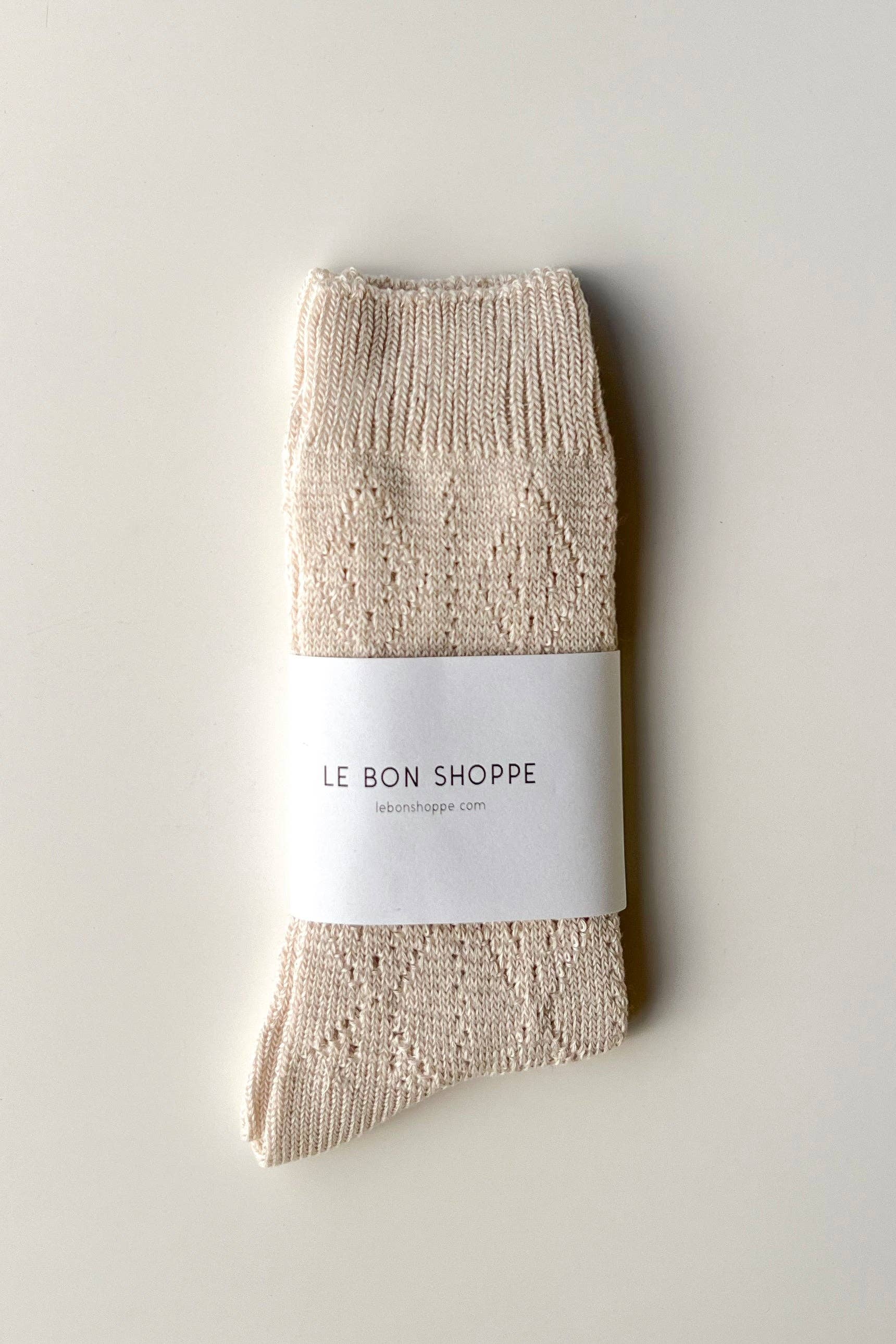 Modal Eyelet Socks (wholesale): Brown
