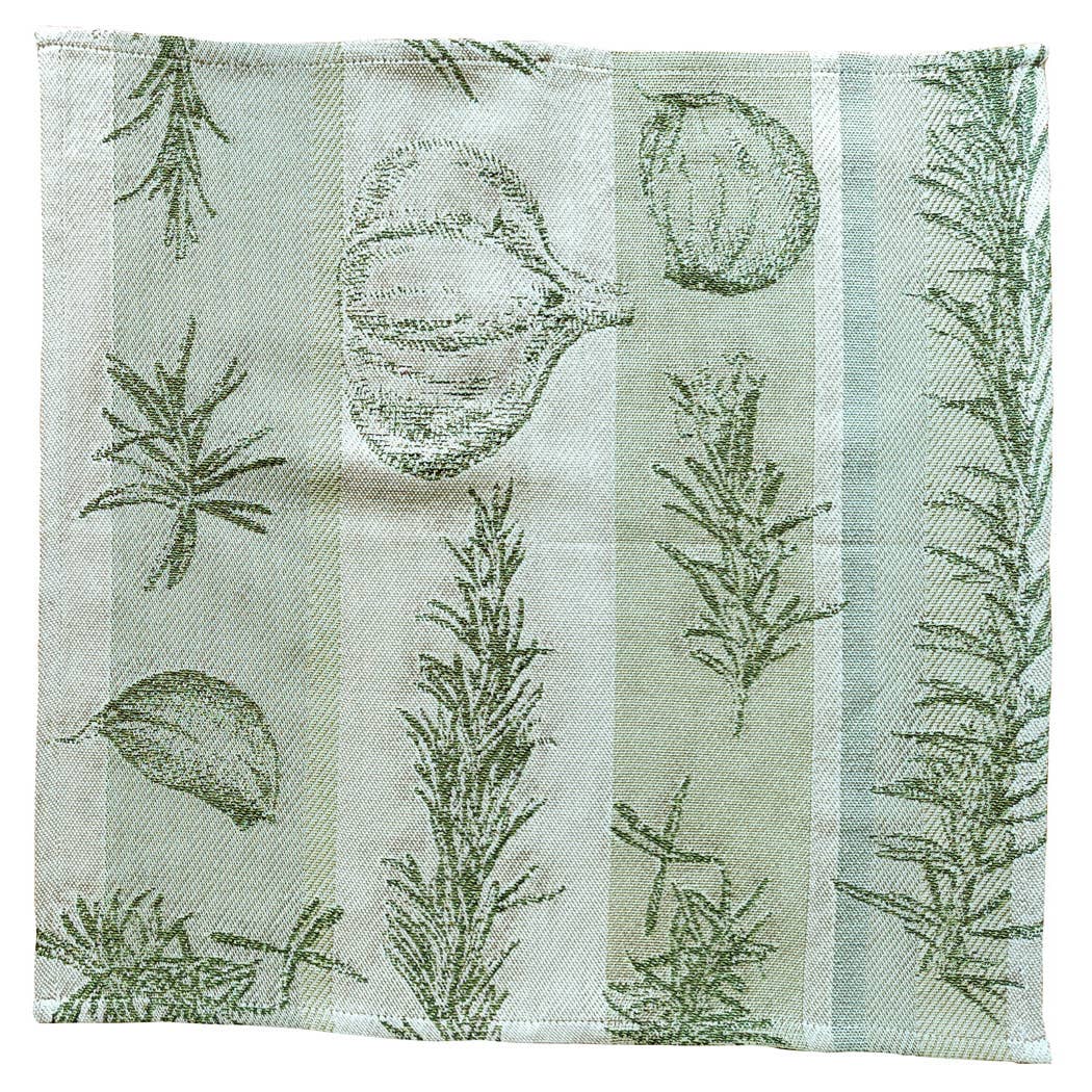 Small napkin, handmade in organic cotton, green