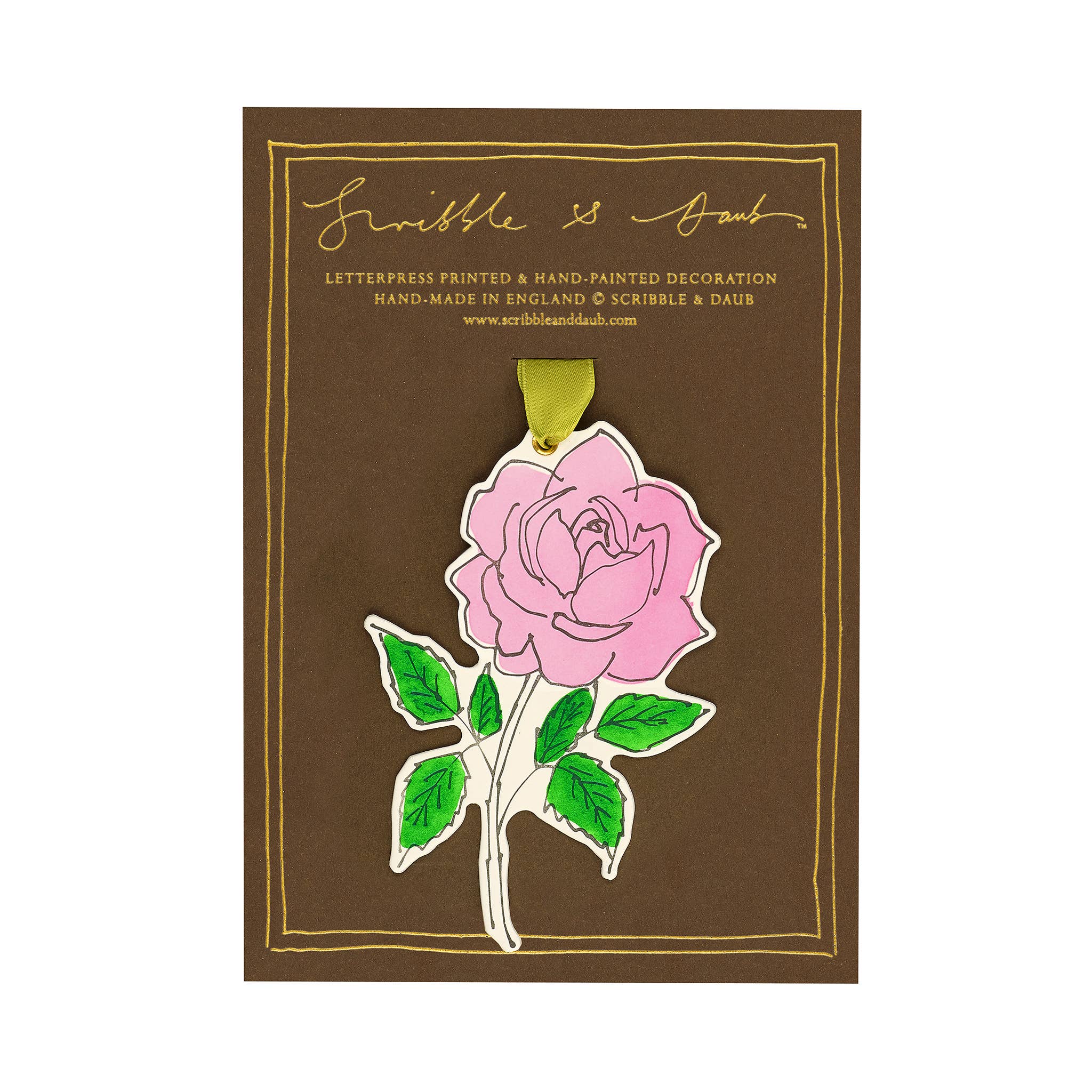 Rose Love Token Charm / Decoration / Gift Tag: Candy Pink - Scribble & Daub