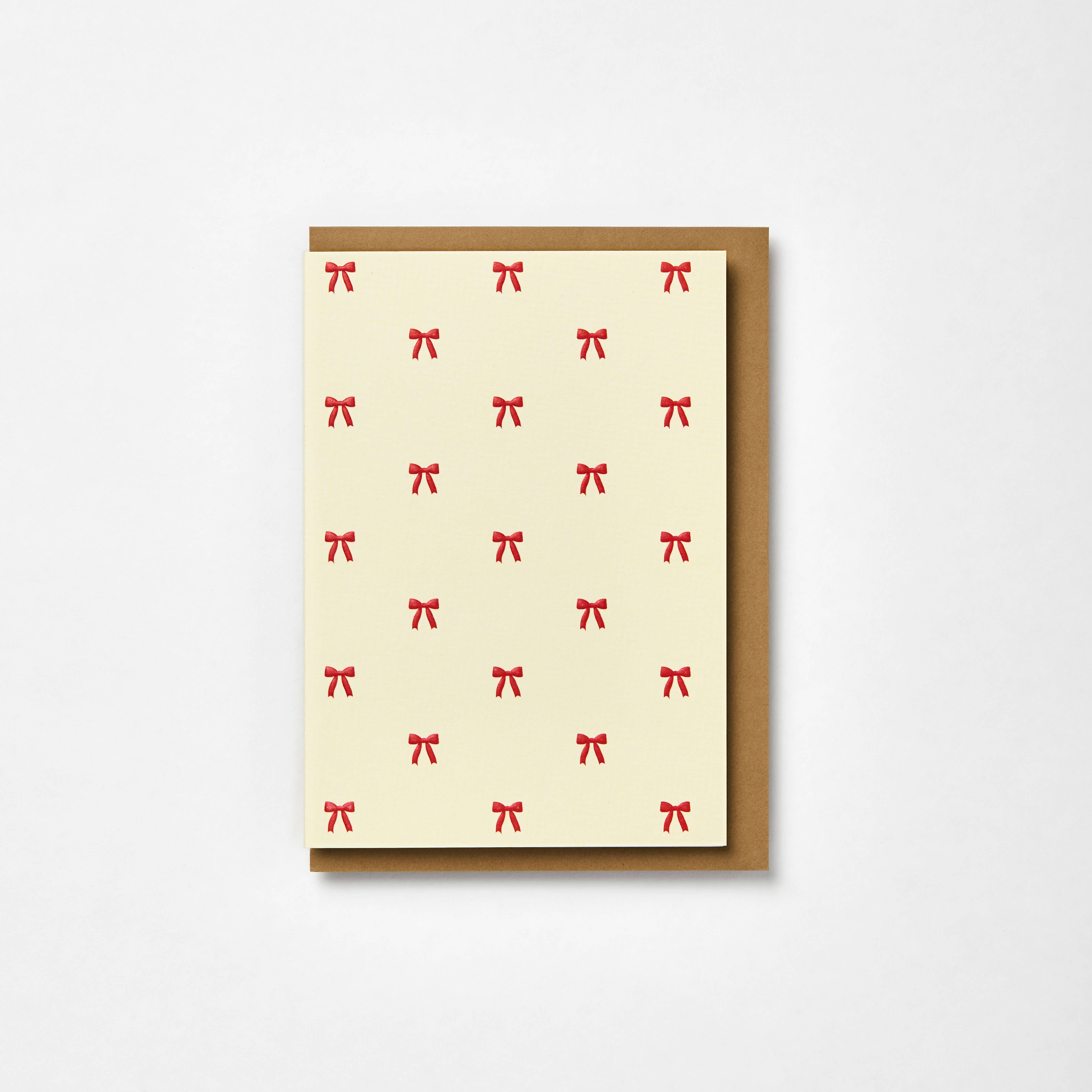 Embossed Little Red bows blank seasonal card Retail Pack: Red Envelope