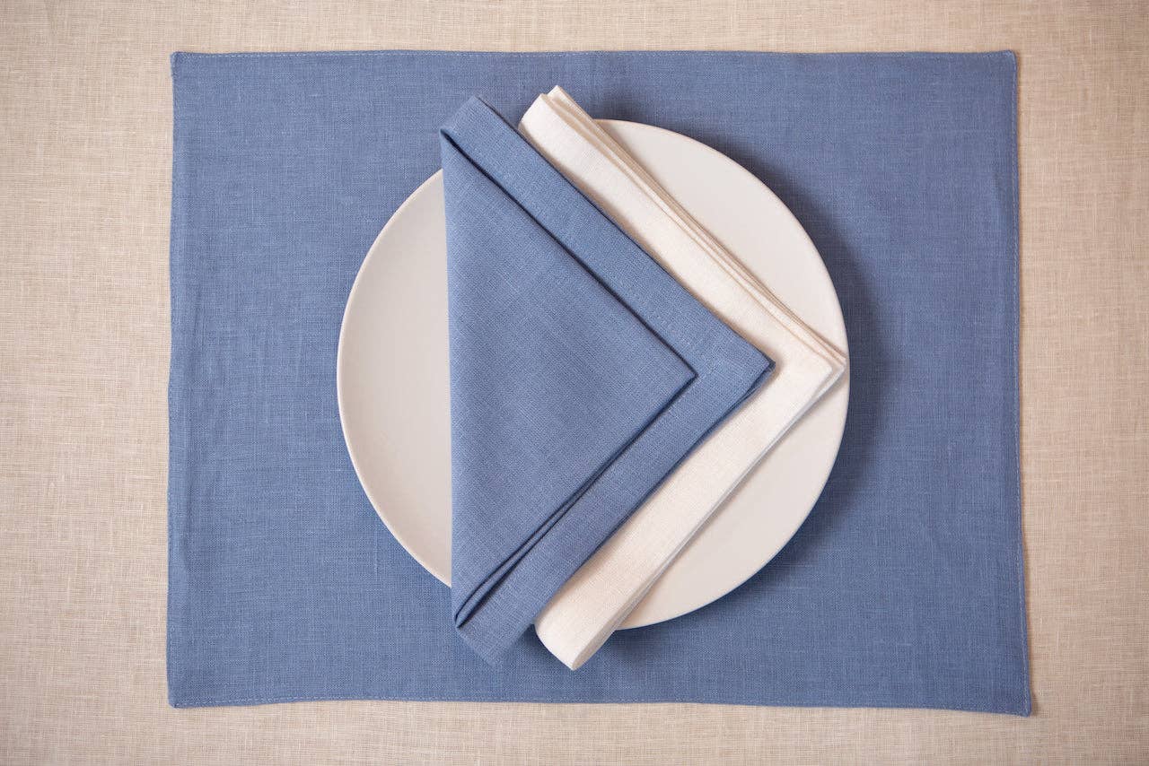 Organic linen placemat /  White