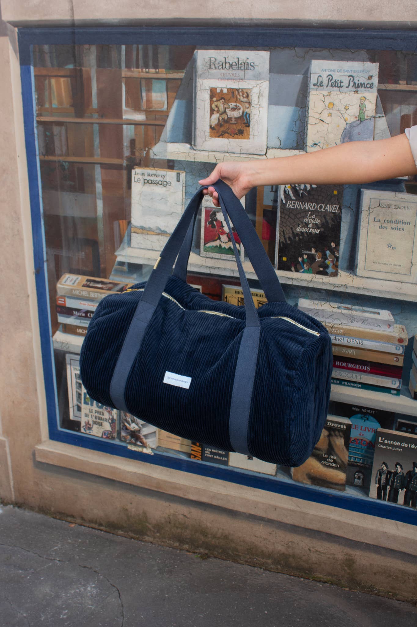 Les Pensionnaires Bowling Bag in Storm Blue (Cotton & Velvet)