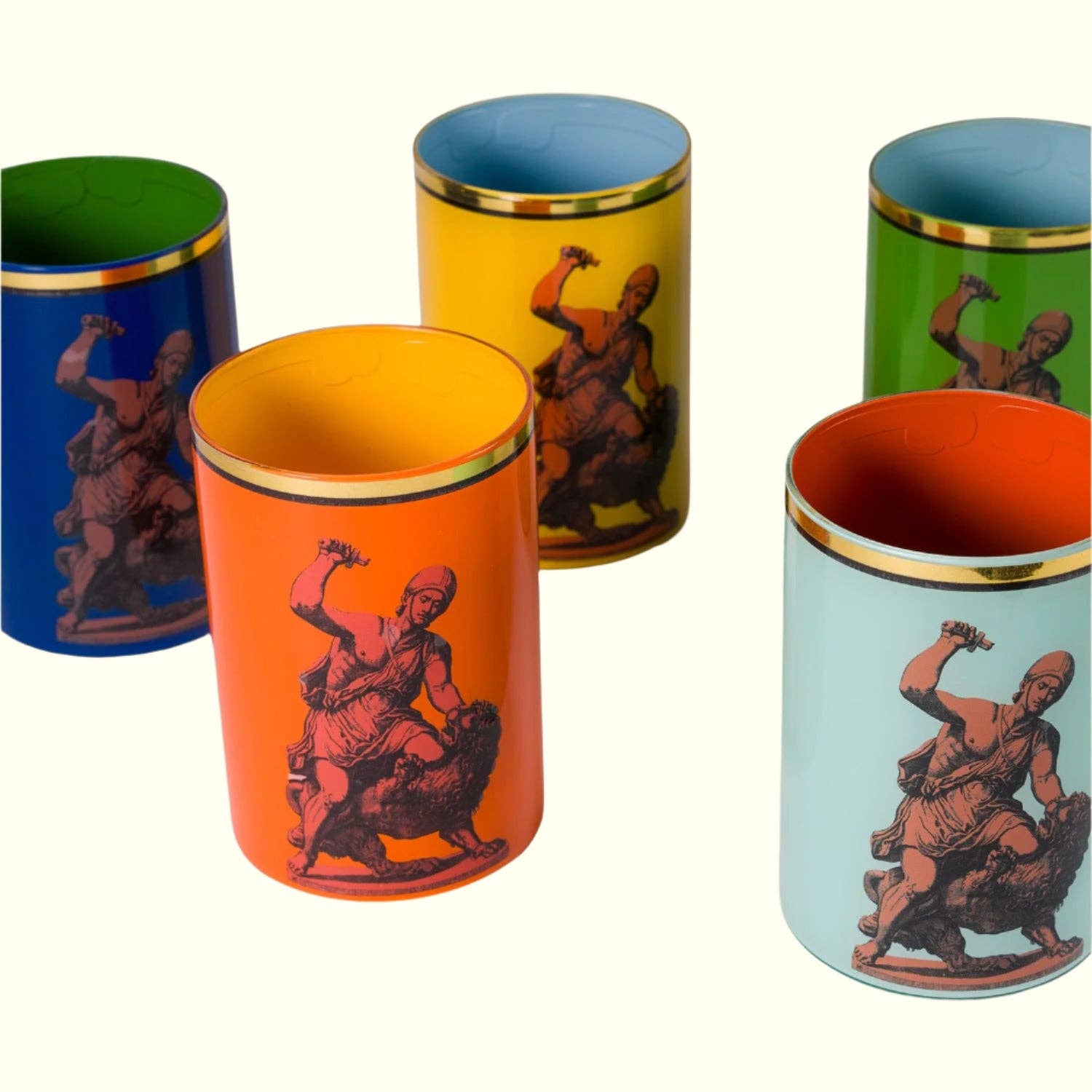 Roman Soldier & Lion Brush Pot