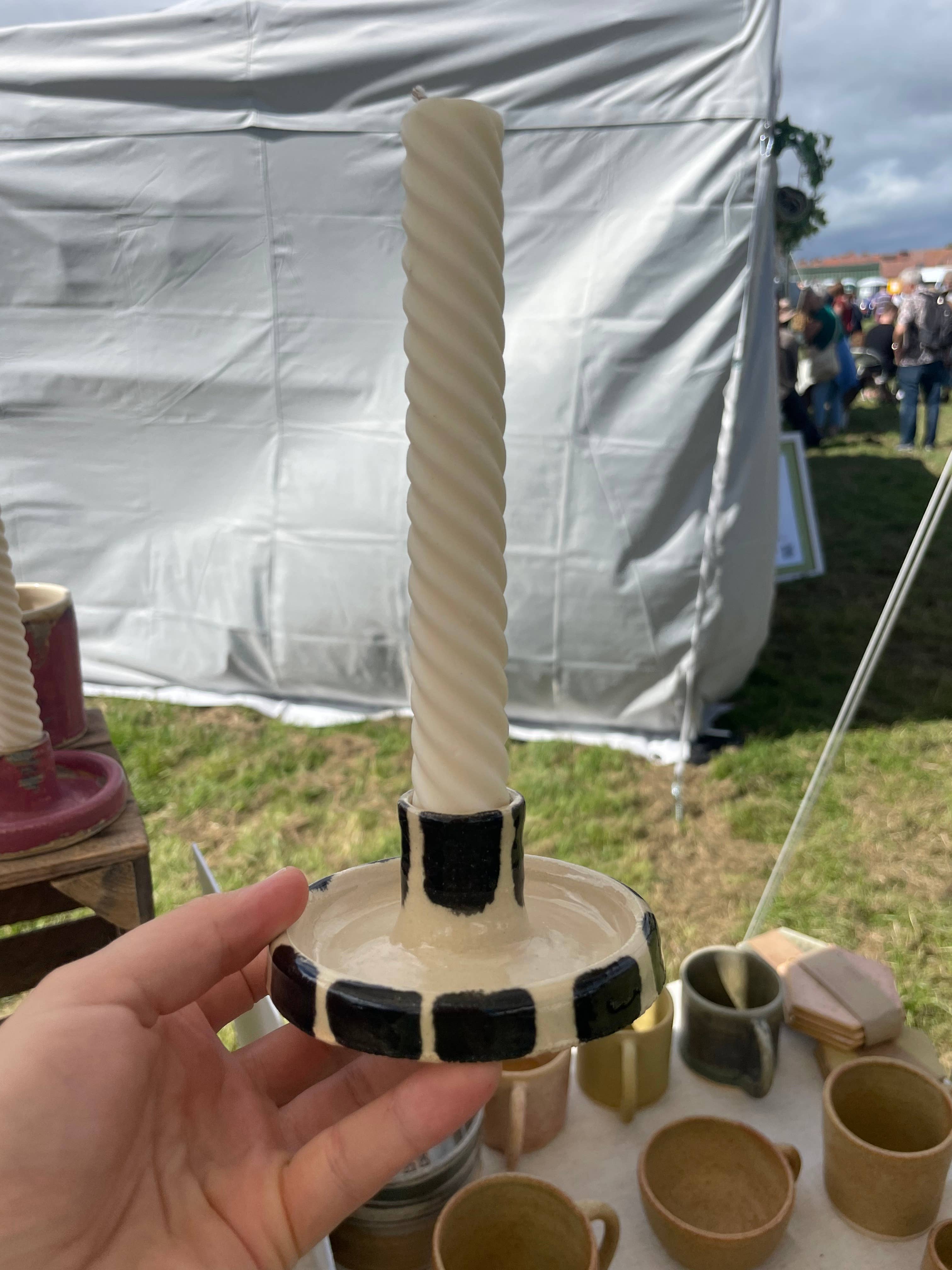 Stripe Candlestick Holder - by Charlotte Manser Ceramics