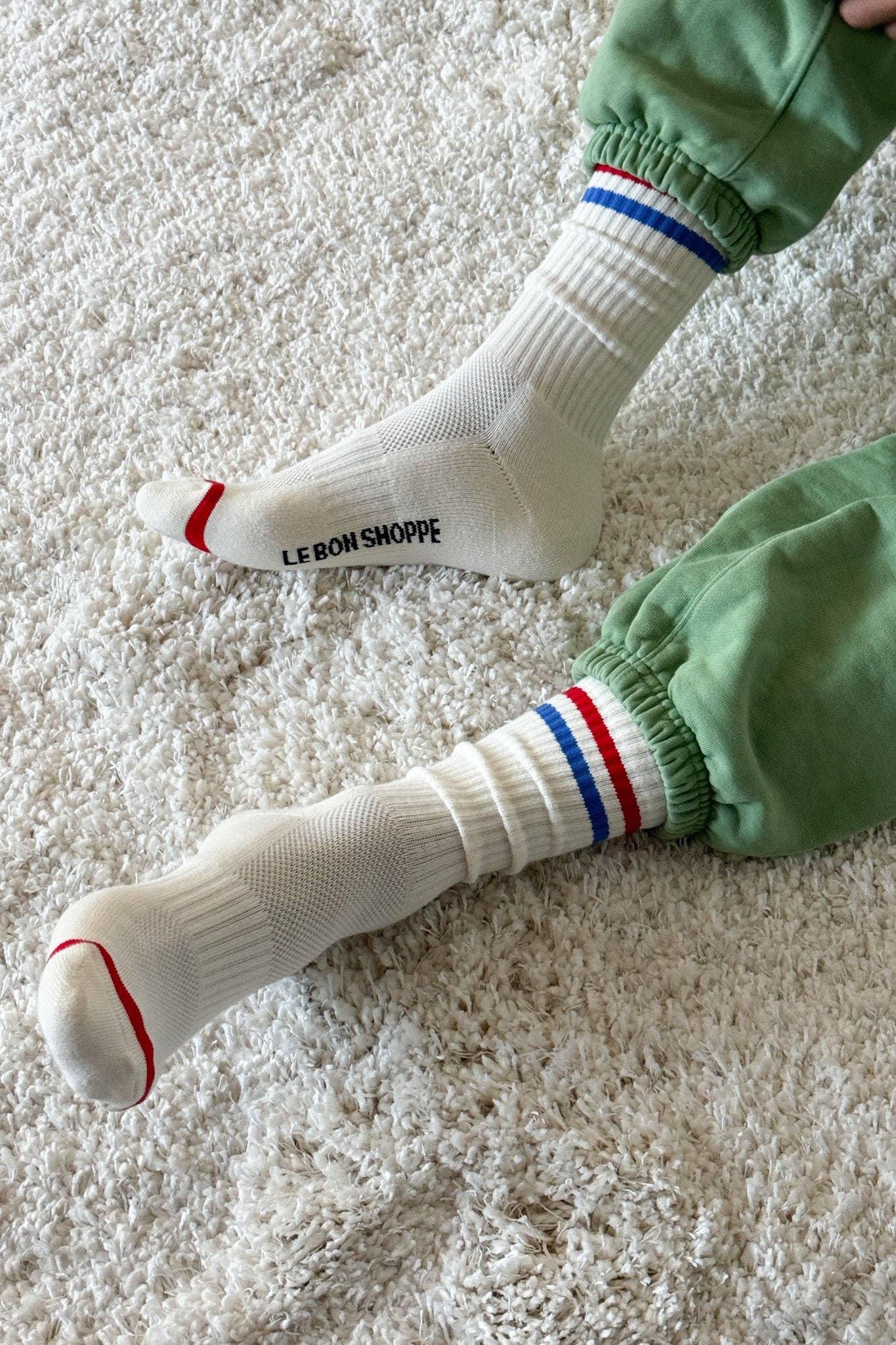 Extended Boyfriend Socks : Milk - Le Bon Shoppe