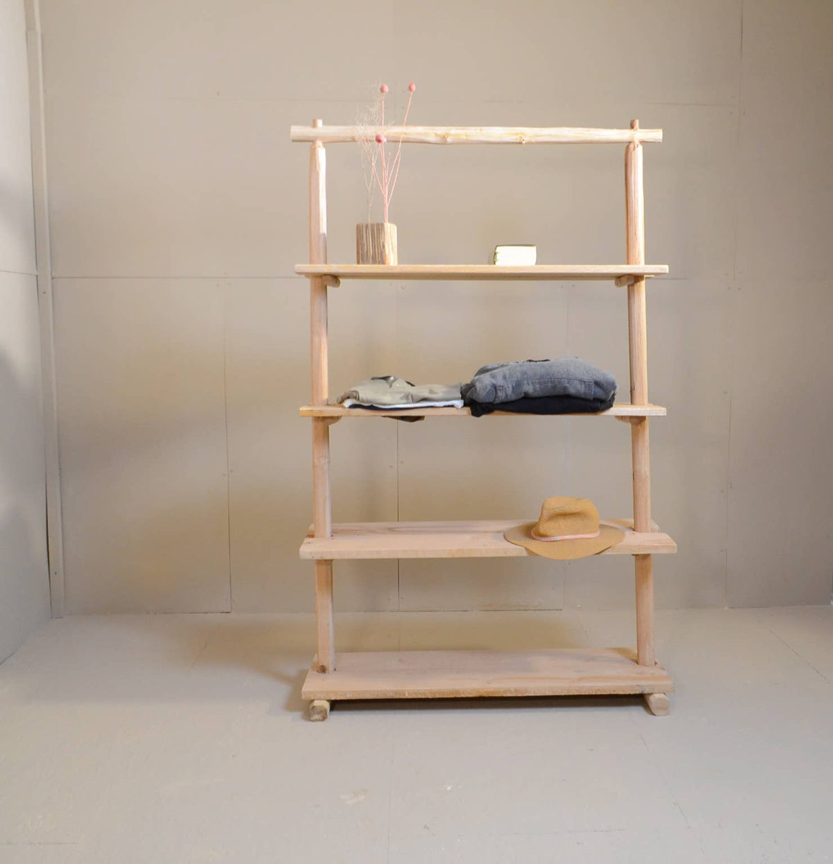 Rustic Wooden Shelf | Freestanding Display Shelf : 170 cm / 3