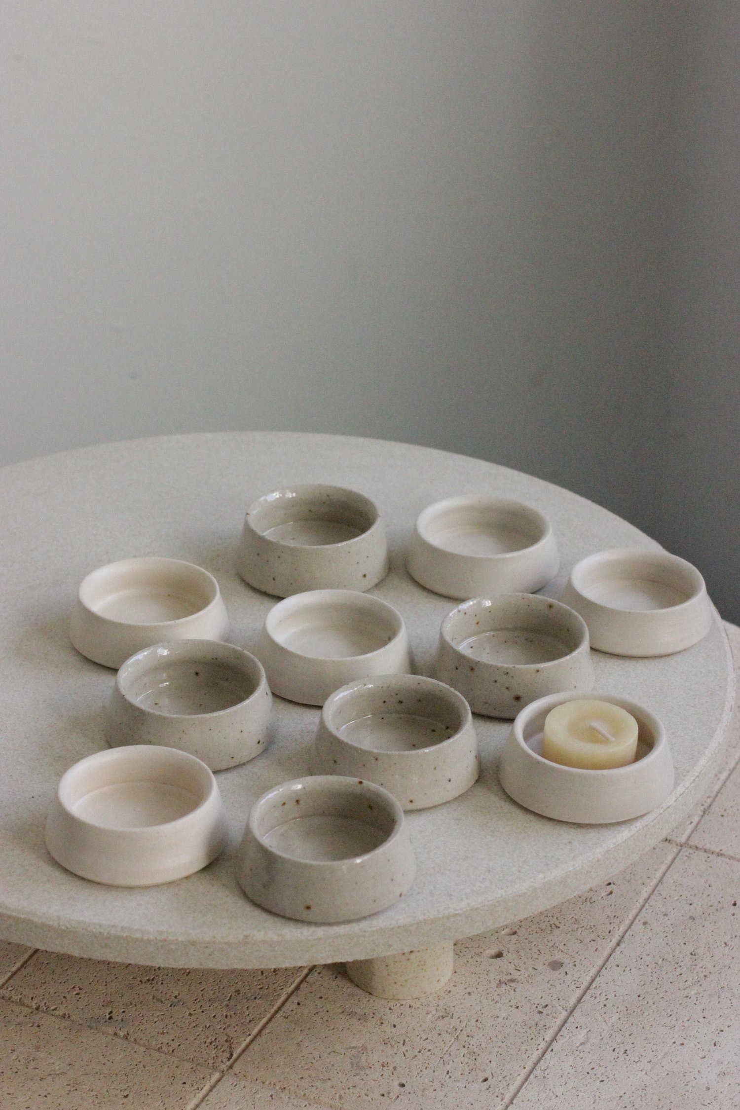 Stoneware Tealight Candle Holder: Speckled - Eleanor Torbati
