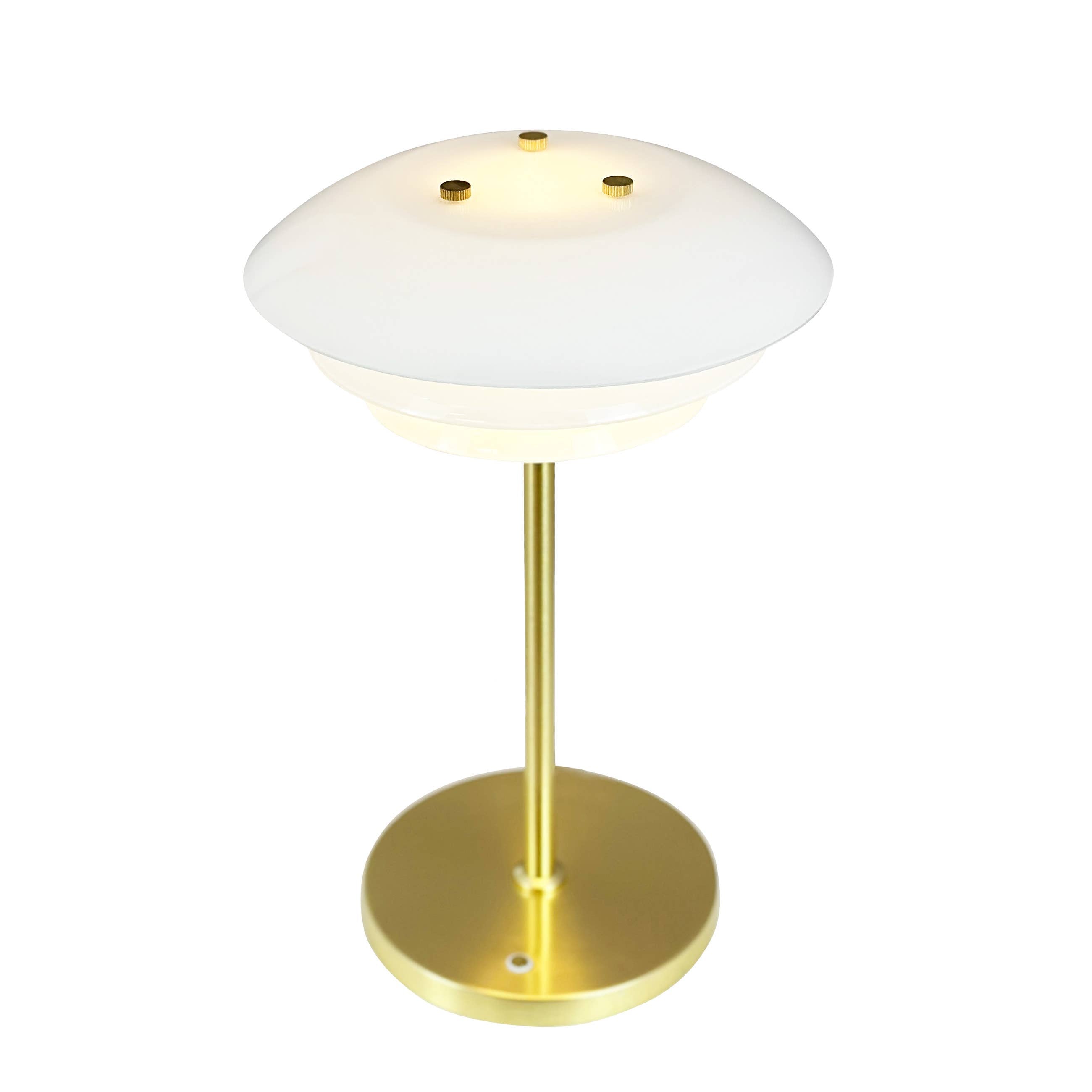Opal/ Brass Table rechargeable Table Lamp  - by Dyberg Larsen