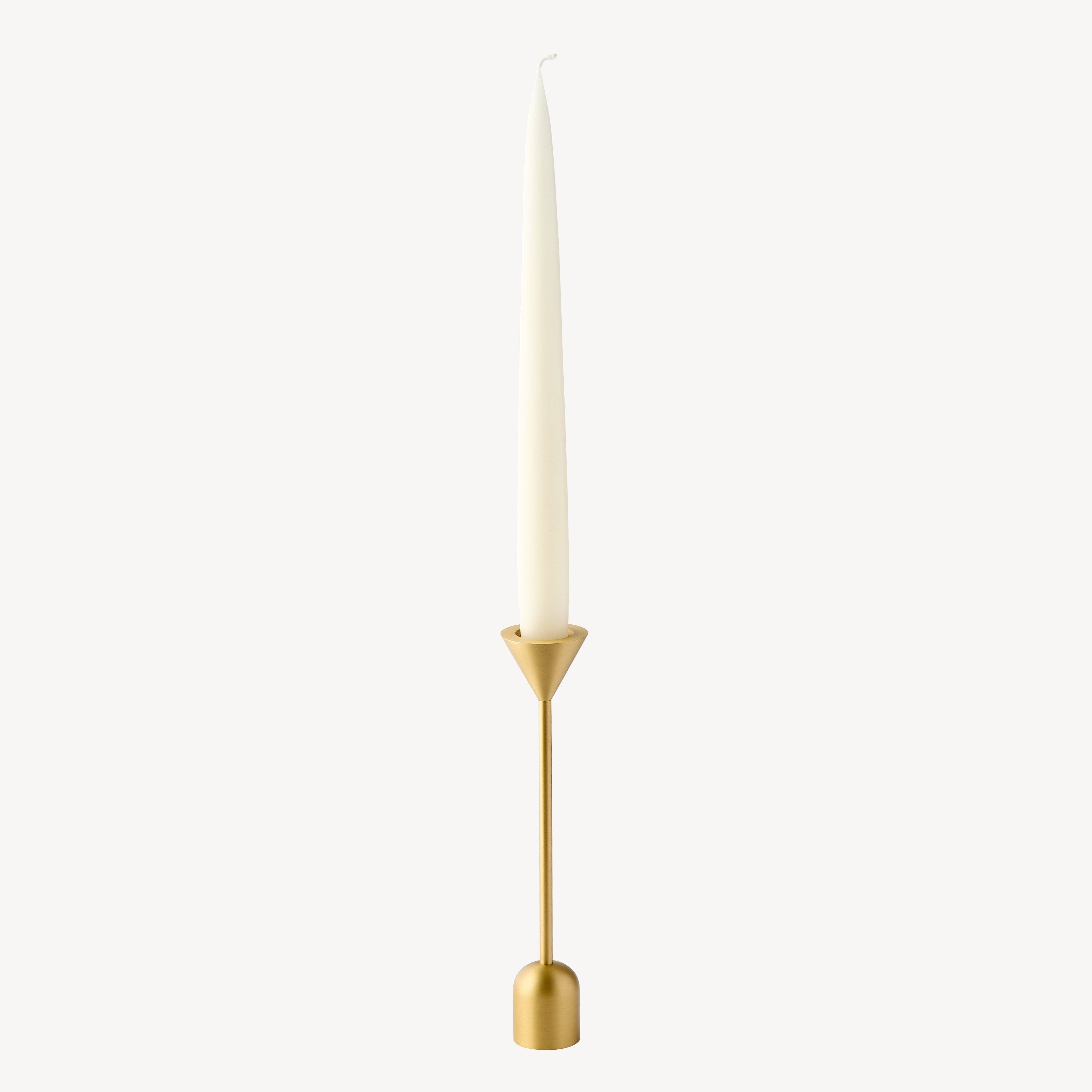 Reversible Totem Dinner Candle Holder - Small, Satin Brass