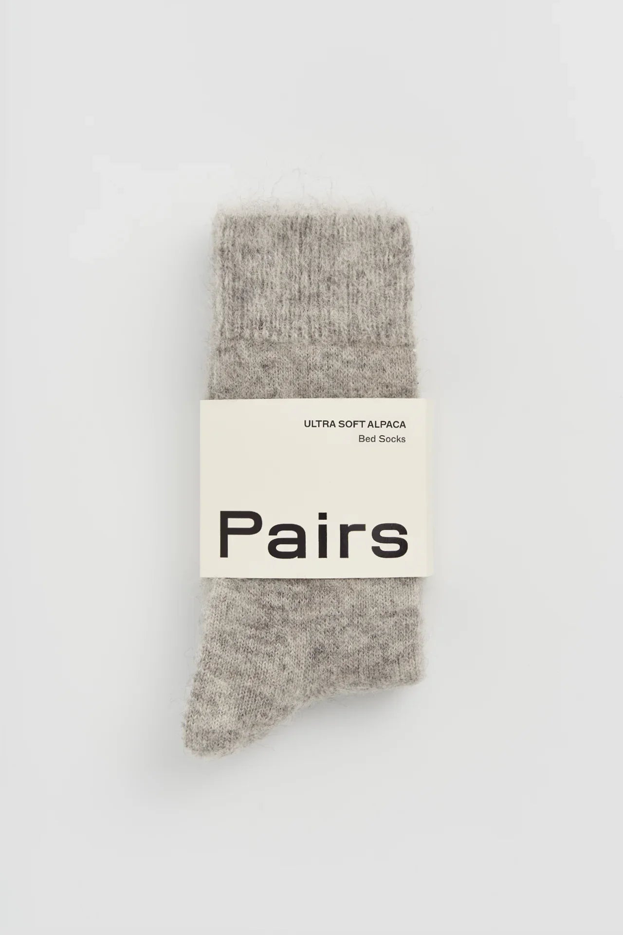 Pairs ultra soft alpaca bed socks in light grey, premium cozy knit design
