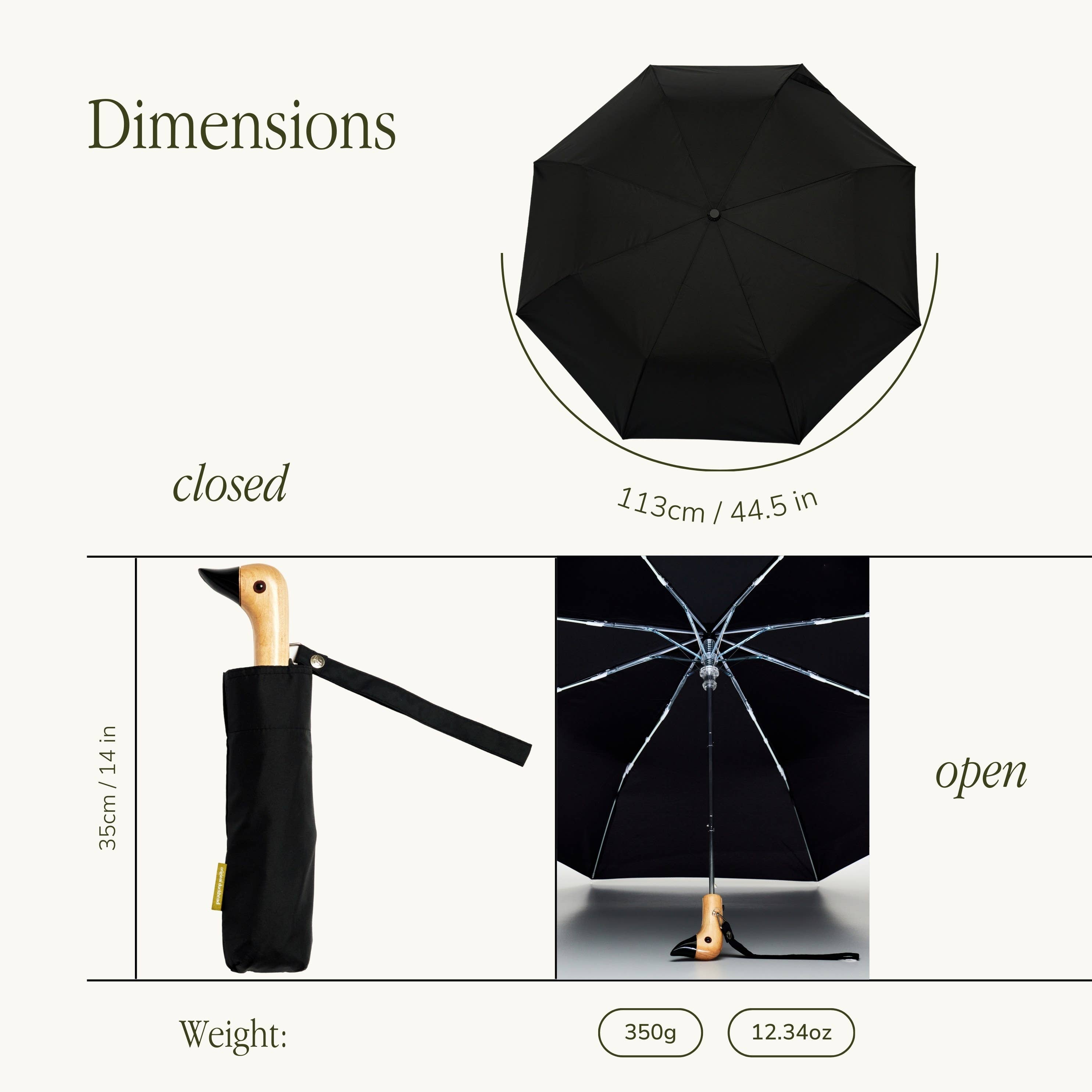 Classic Black Auto Open Eco-Friendly Duckhead Umbrella