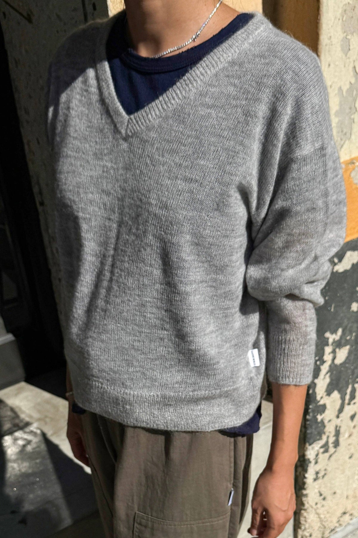 Matthew V-Neck Mohair Sweater (3XS/S-2M/L): Icy Grey (3XS/S-2M/L)