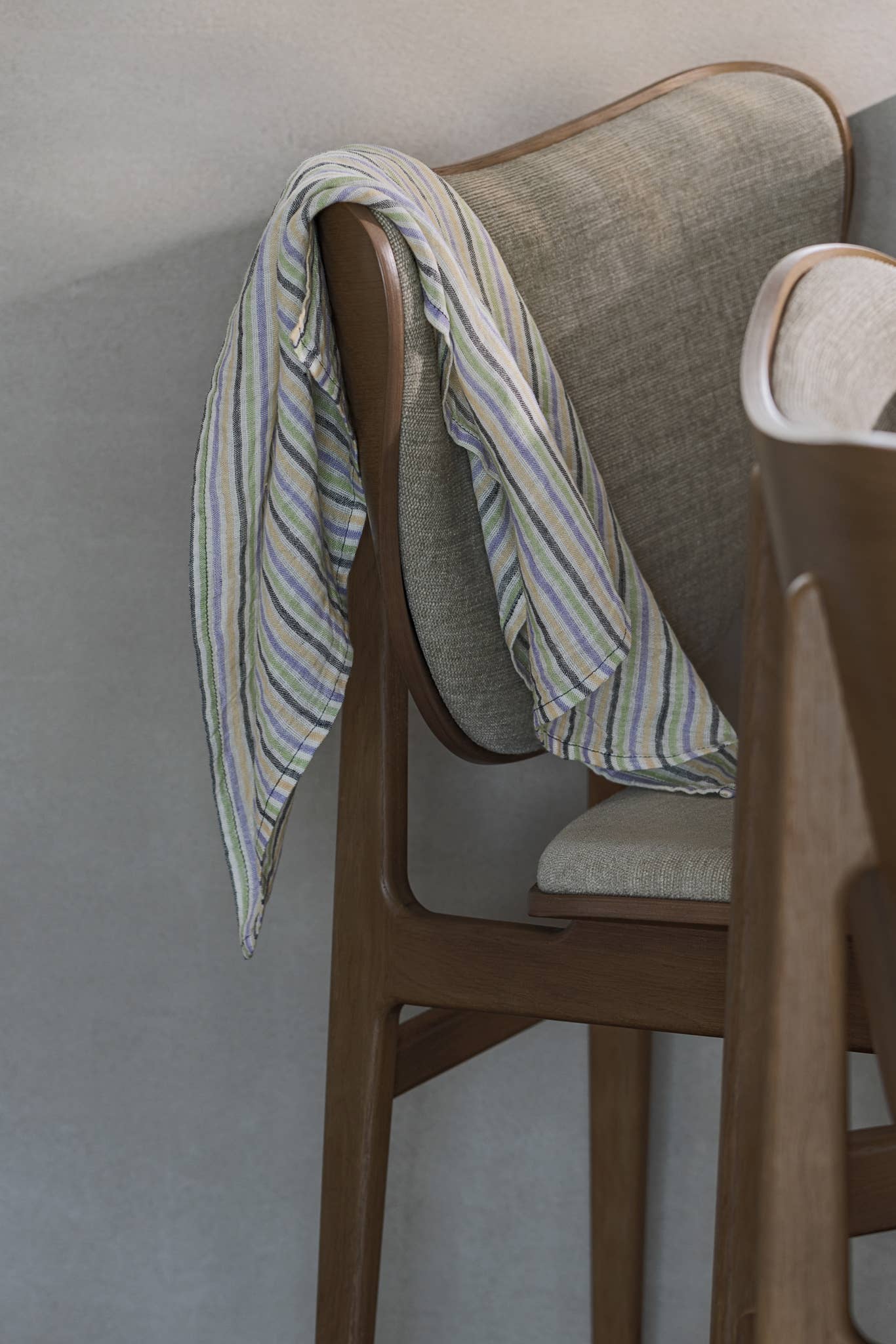 Linen Tea Towel / Lilac stripes La primavera by Dodesign