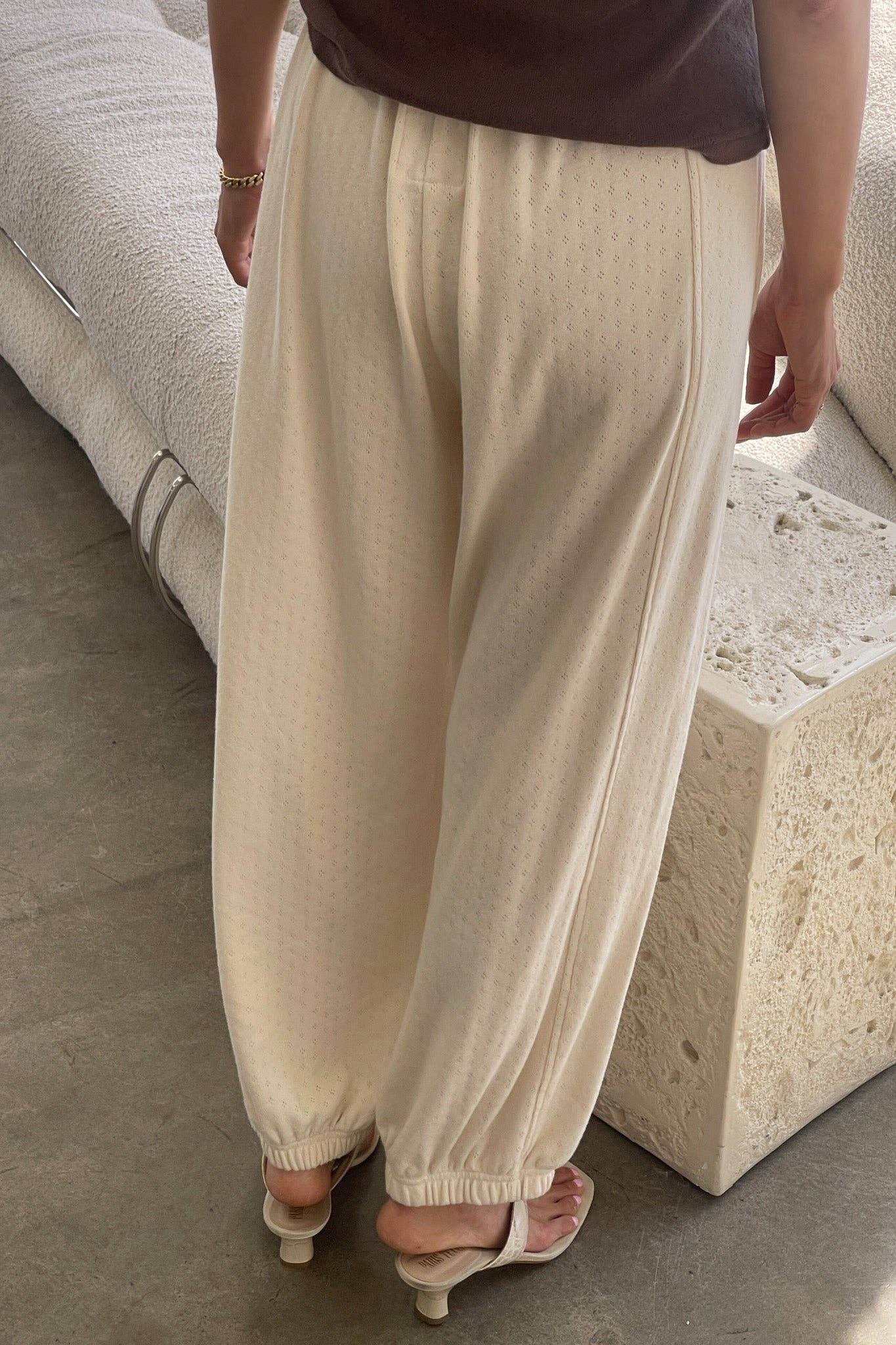 Pointelle Balloon Pants Naturel - Le Bon Shoppe