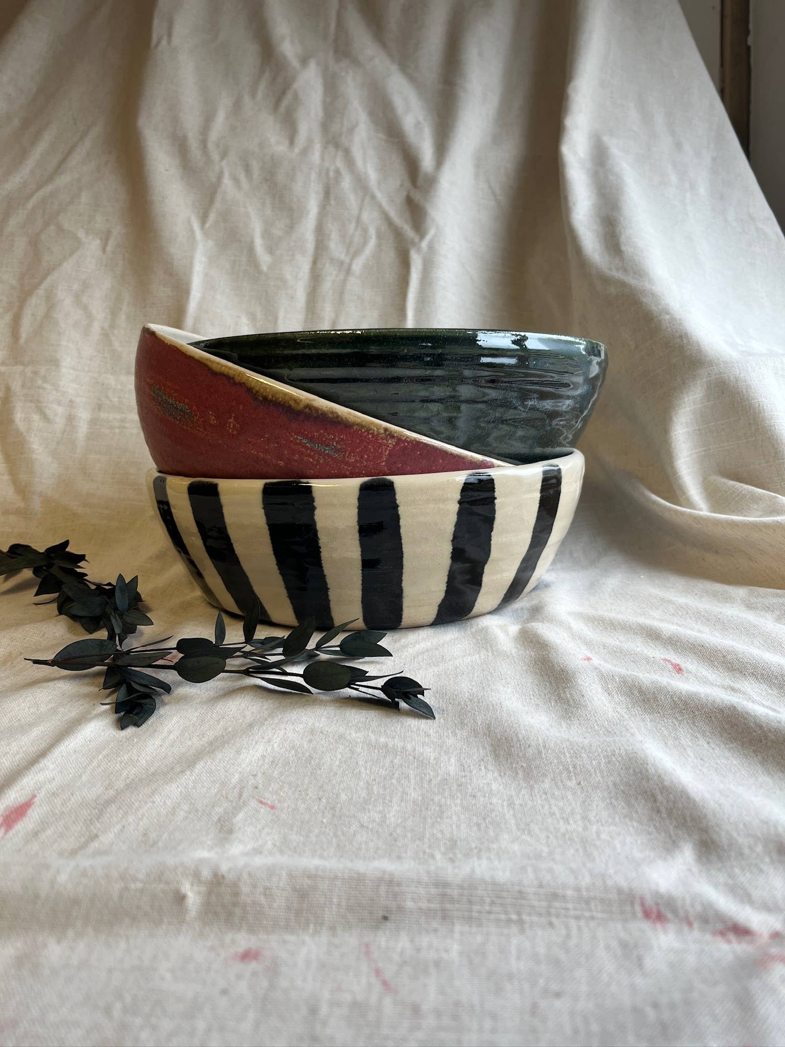 Stripe Fruit Bowl - by Charlotte Manser Ceramics