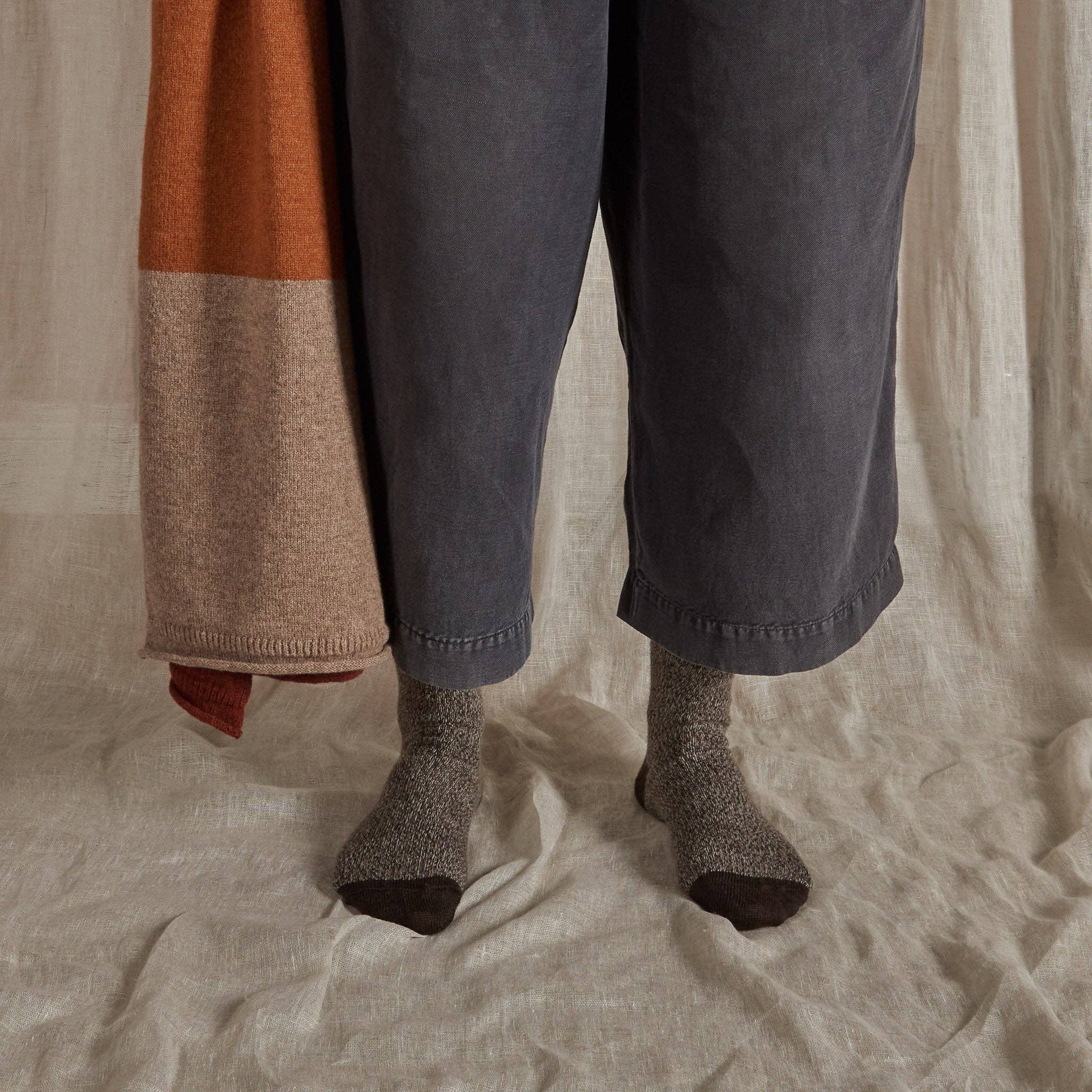 Fine Merino Wool Socks | Brown Marl: UK 8-11