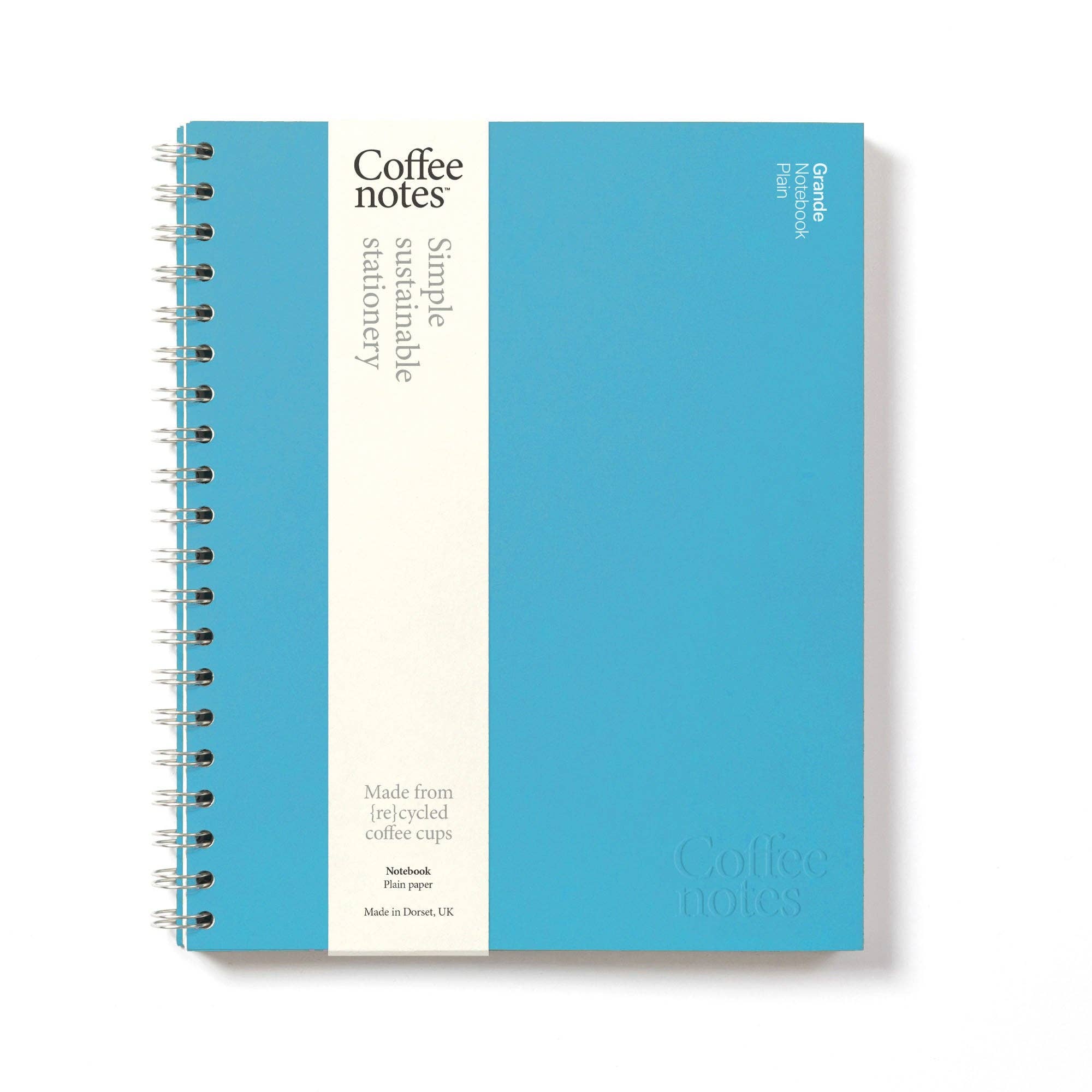 Deep Blue Wirebound Notebook (Plain): Medio