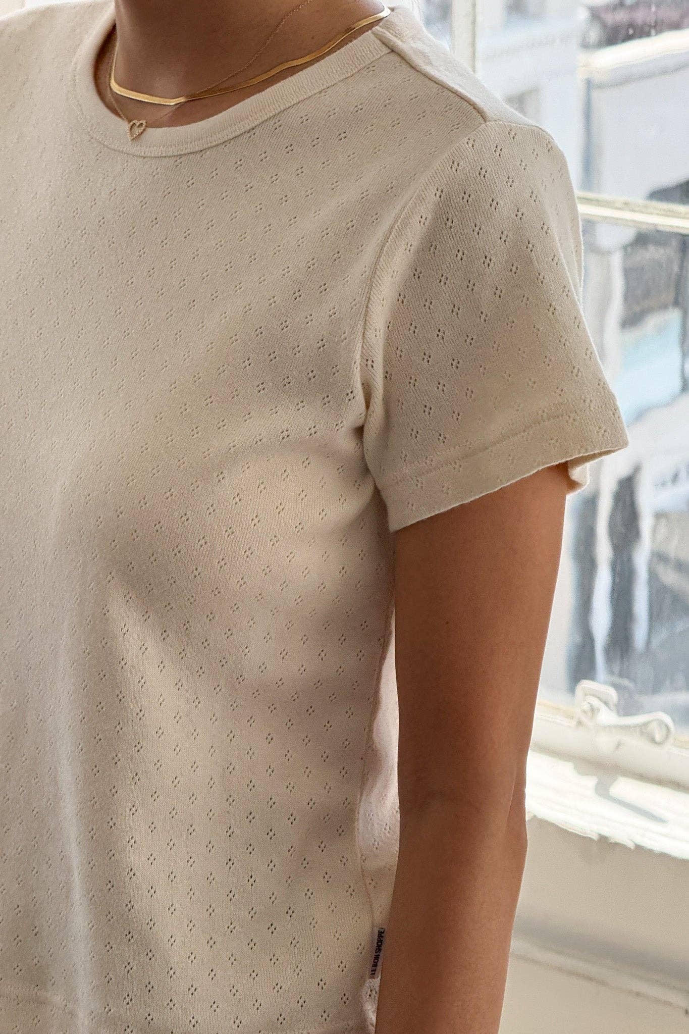Pointelle Babe Tee Naturel - Le Bon Shoppe