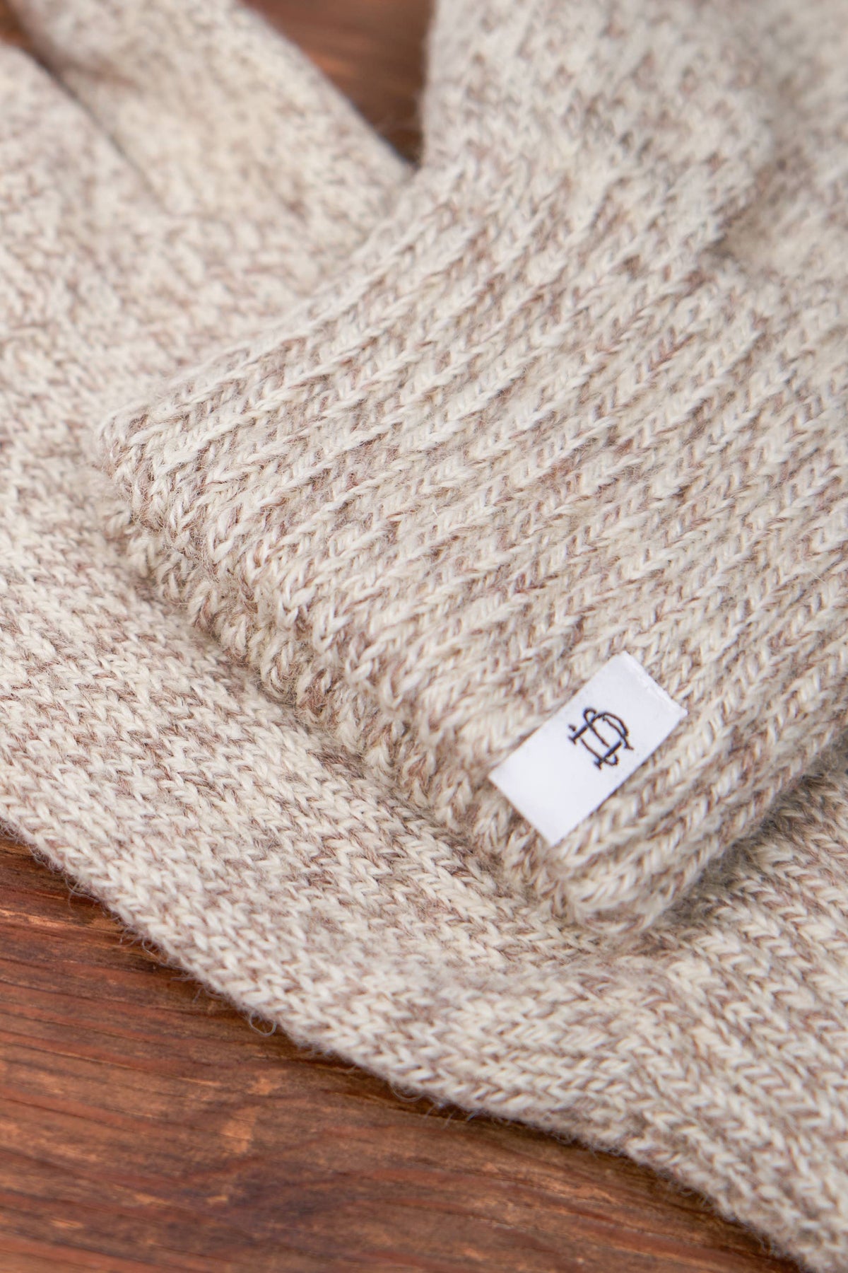 NEW Upcycled Wool Oatmeal Melange Fingerless Ragg  Gloves: No Deer / S/M