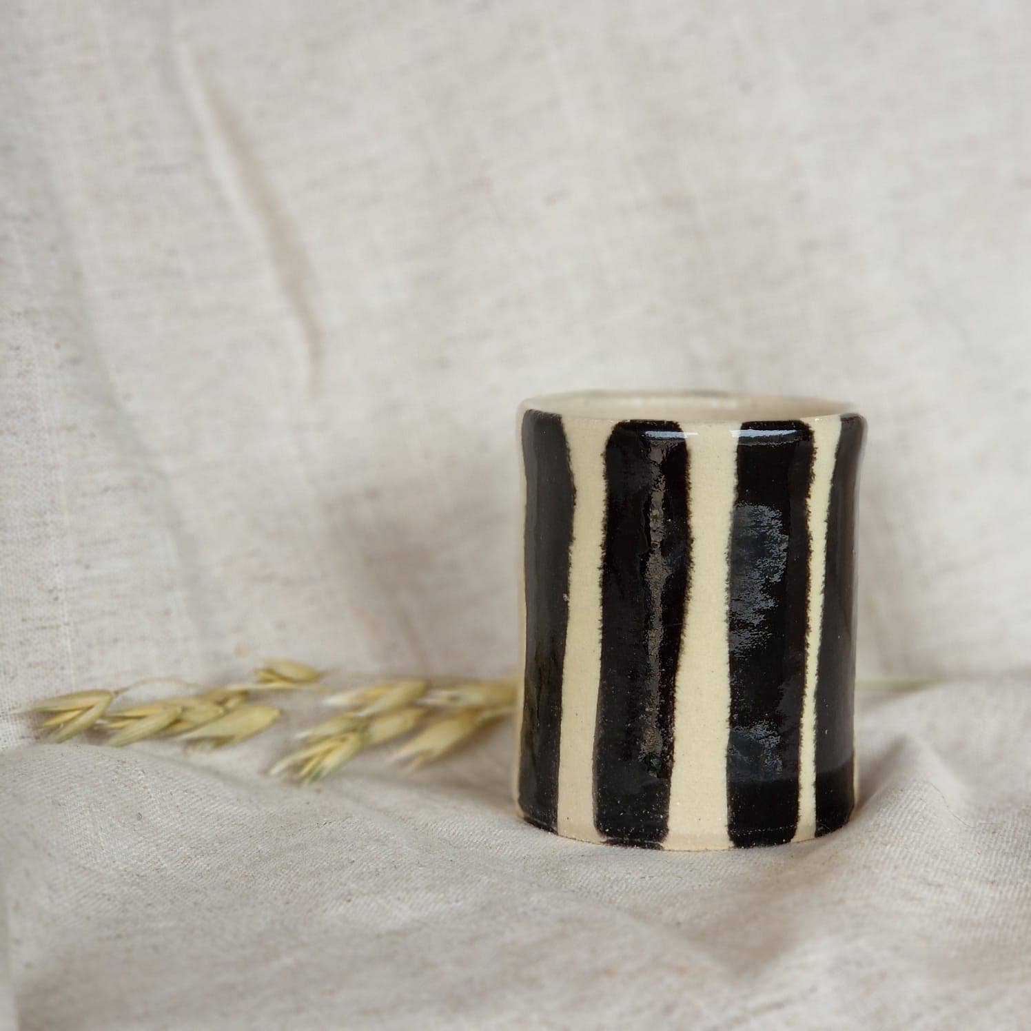 Stripe Double Espresso Cup - by Charlotte Manser Ceramics