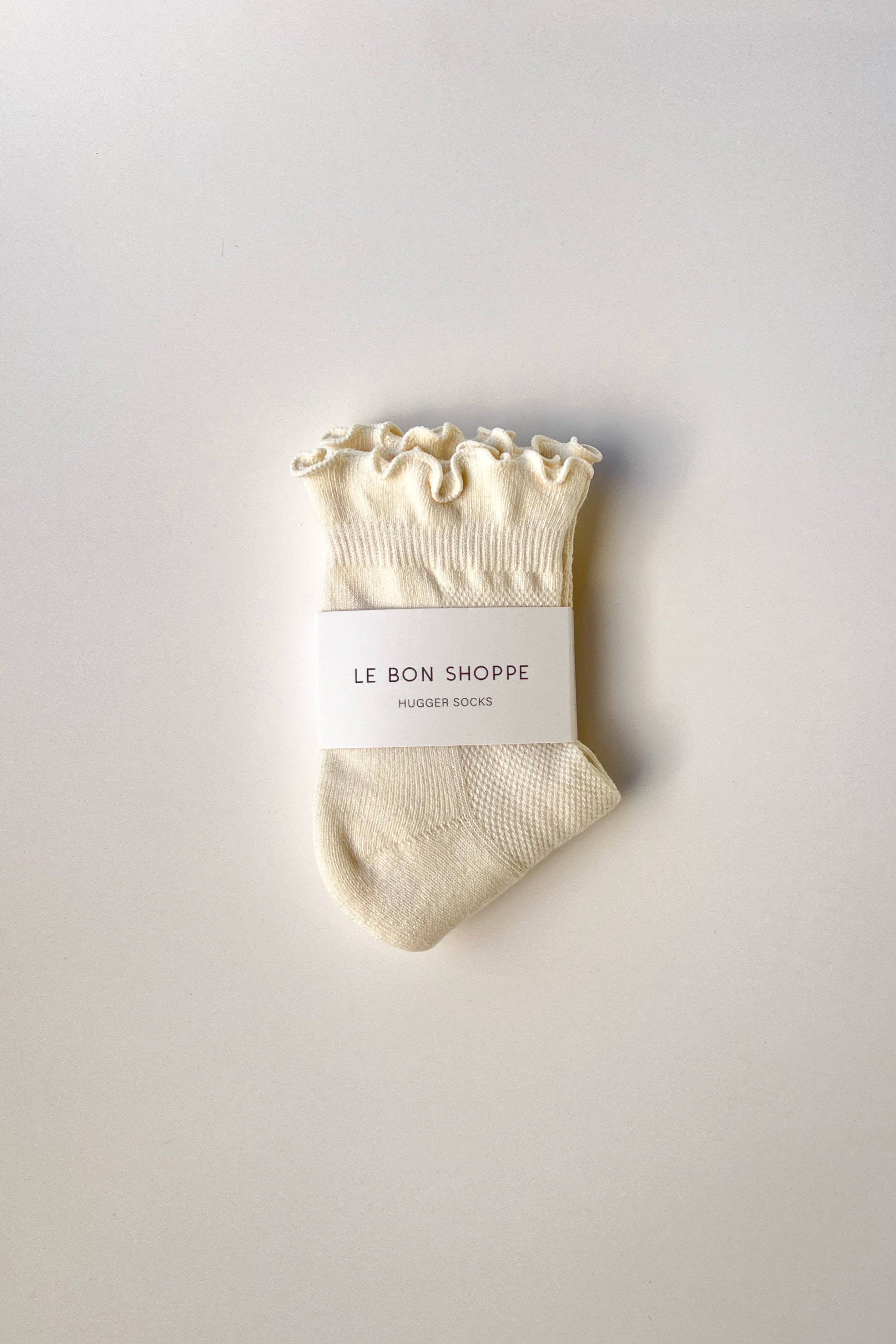 Ruffled Hugger Crew Socks Vanilla / Red - Le Bon Shoppe