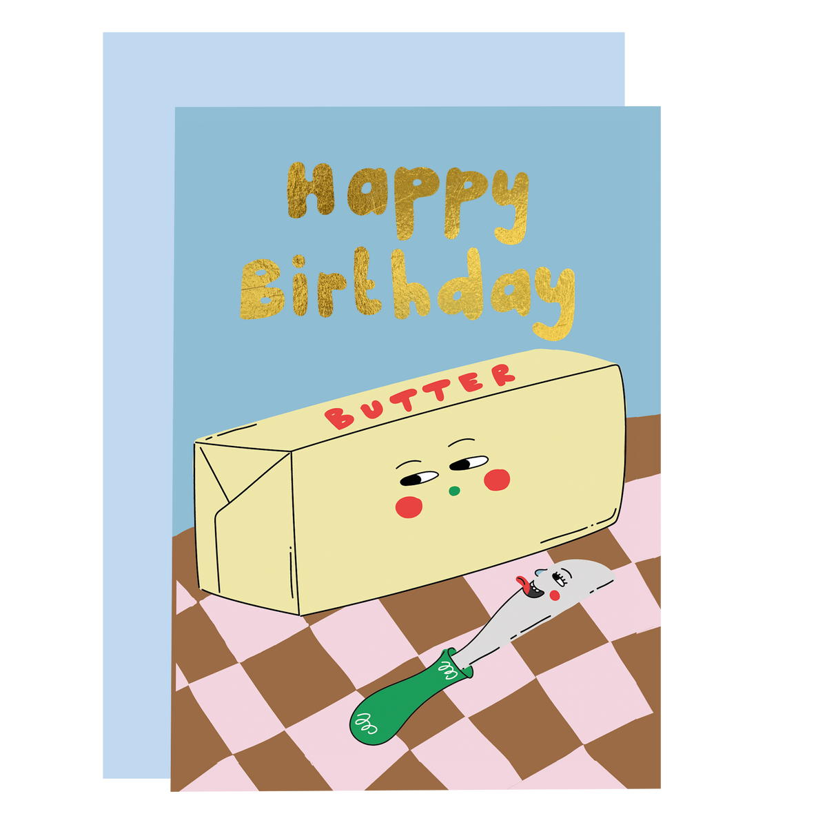 Butter me up - birthday greeting card |gold foil finish