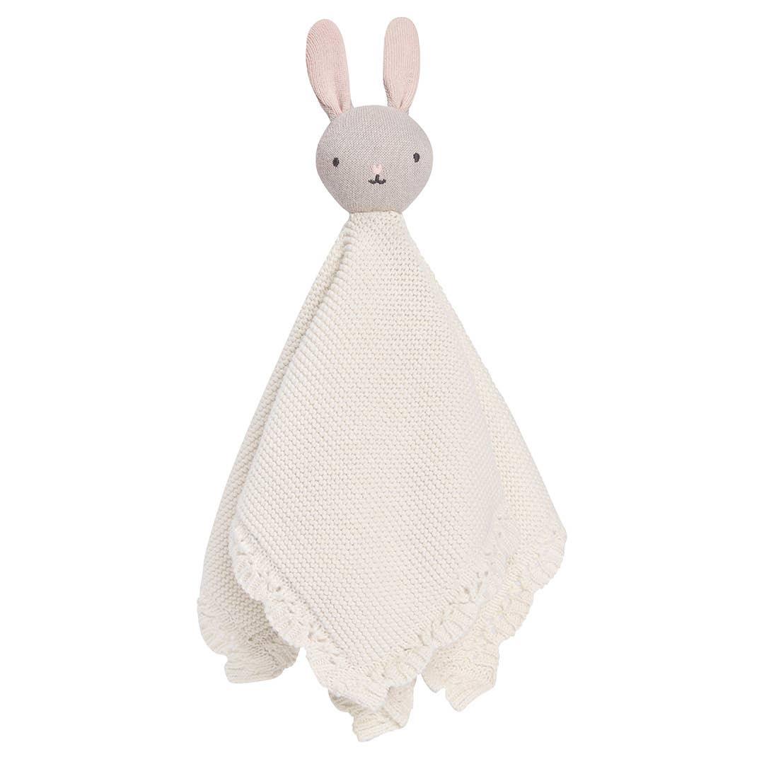 Main Sauvage organic cotton cream bunny comforter, knitted, with soft pink ears