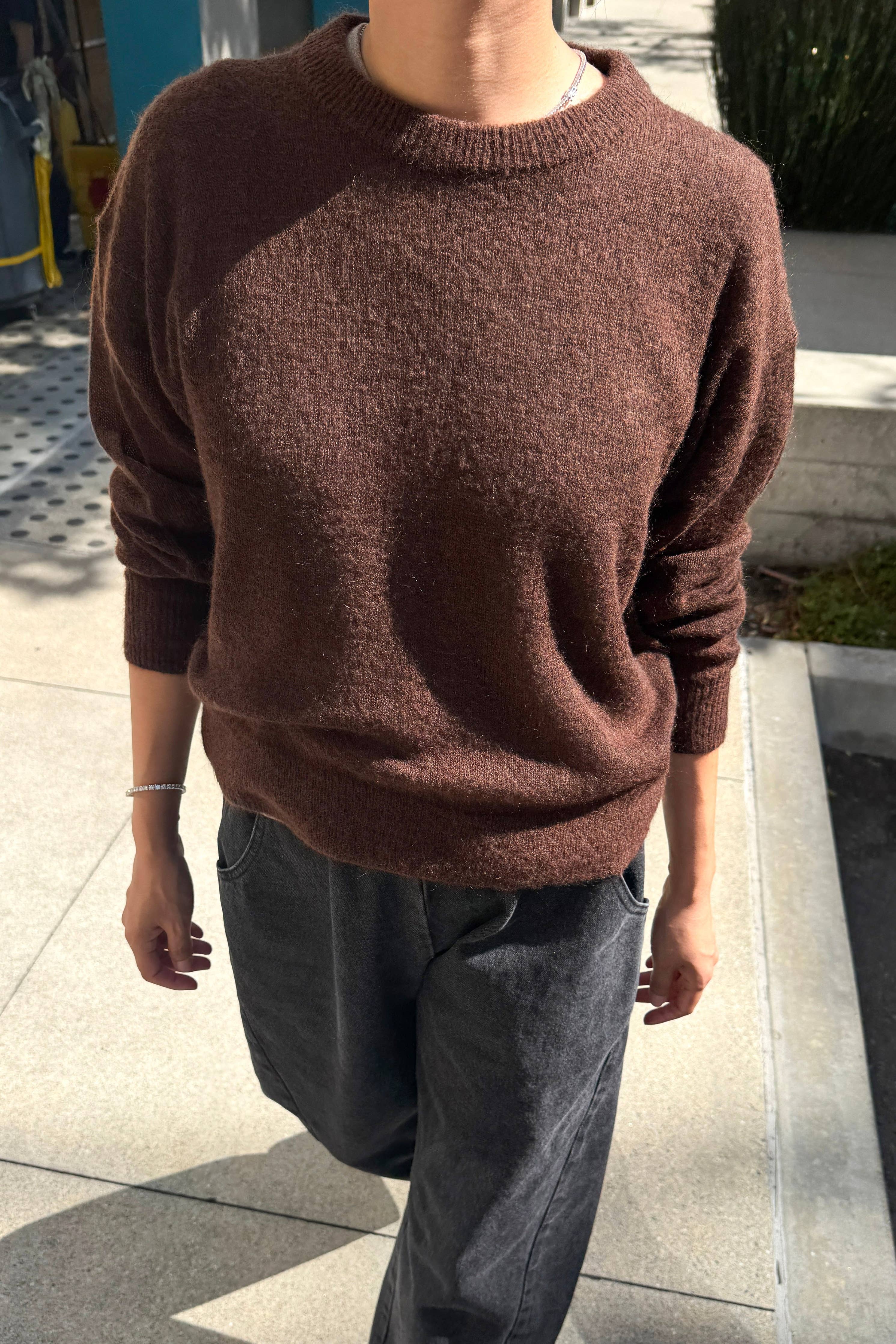 Cecile Crew Neck Mohair Sweater (3XS/S-2M/L): Charcoal (3XS/S-2M/L)
