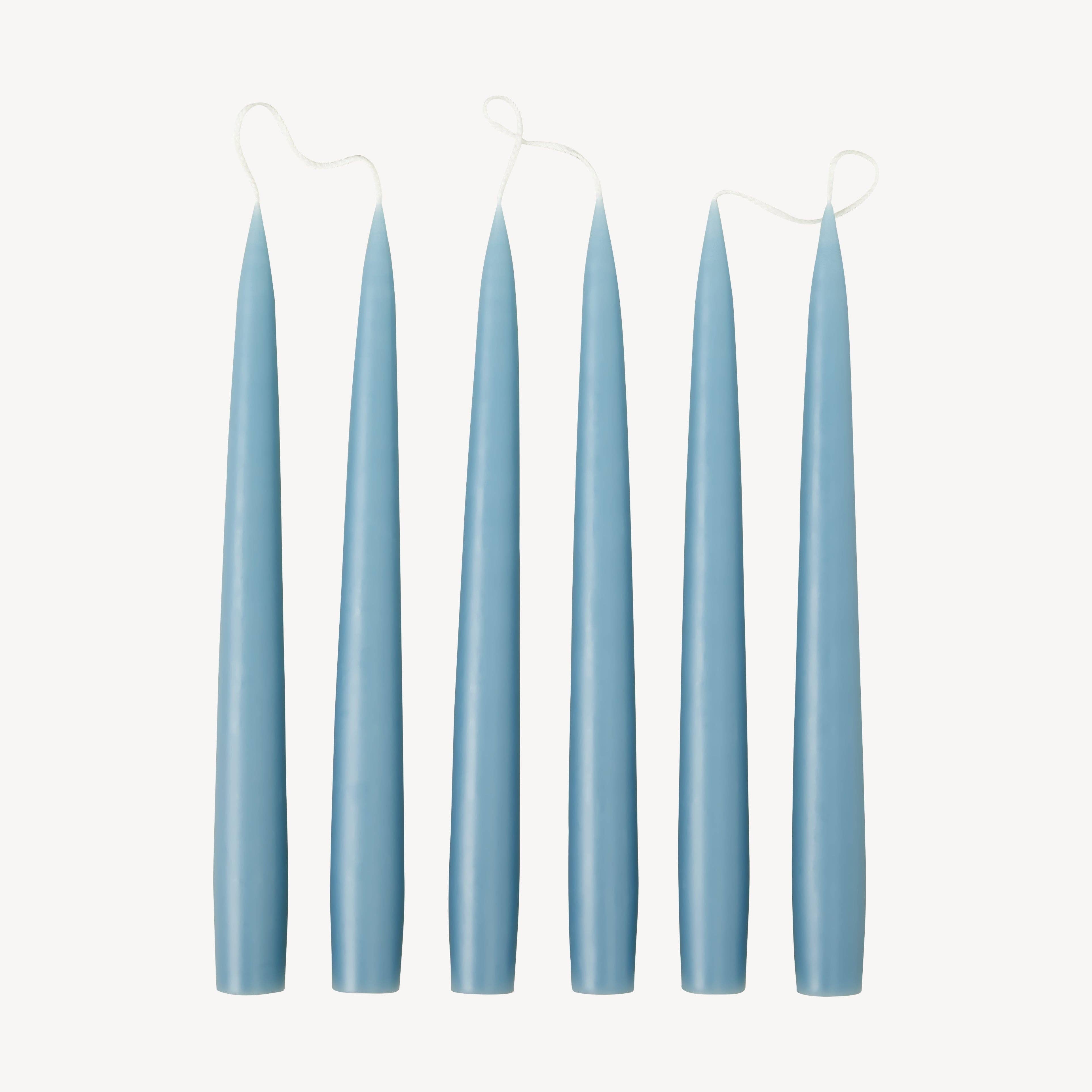 Box of 6 Candles - Taper 25 - Grey Blue