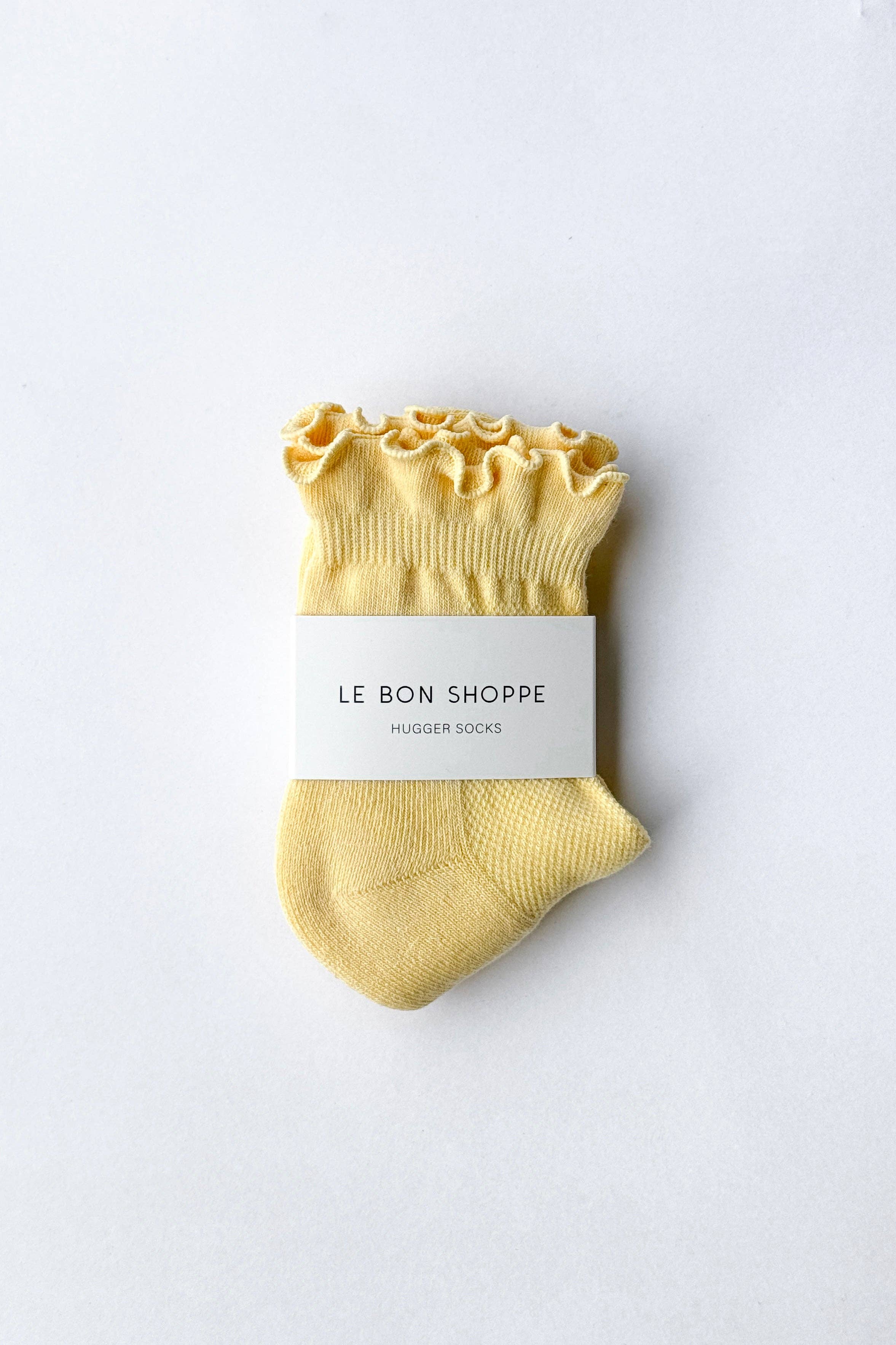 Ruffled Hugger Crew Socks Banana Cream/ Red - Le Bon Shoppe