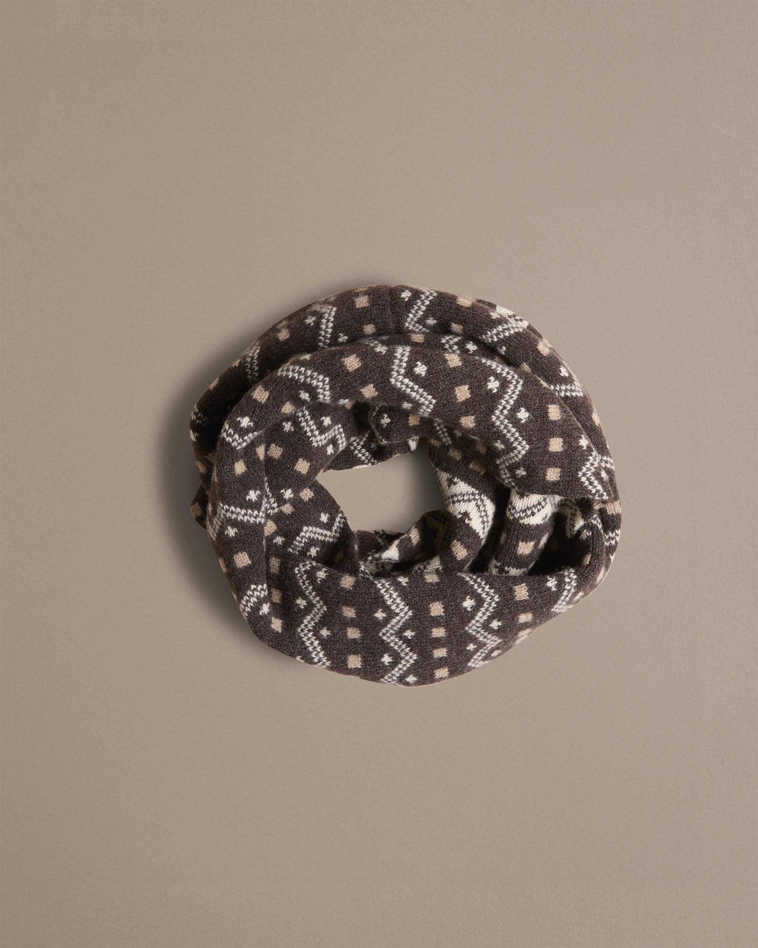 Isle Line Circle Scarf | Dark Brown