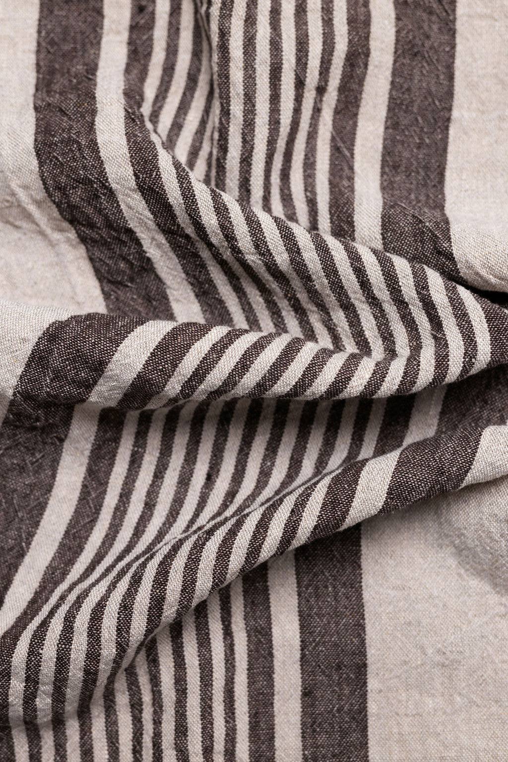 Linen Tea Towel / Mocha brown striped by Dodesign