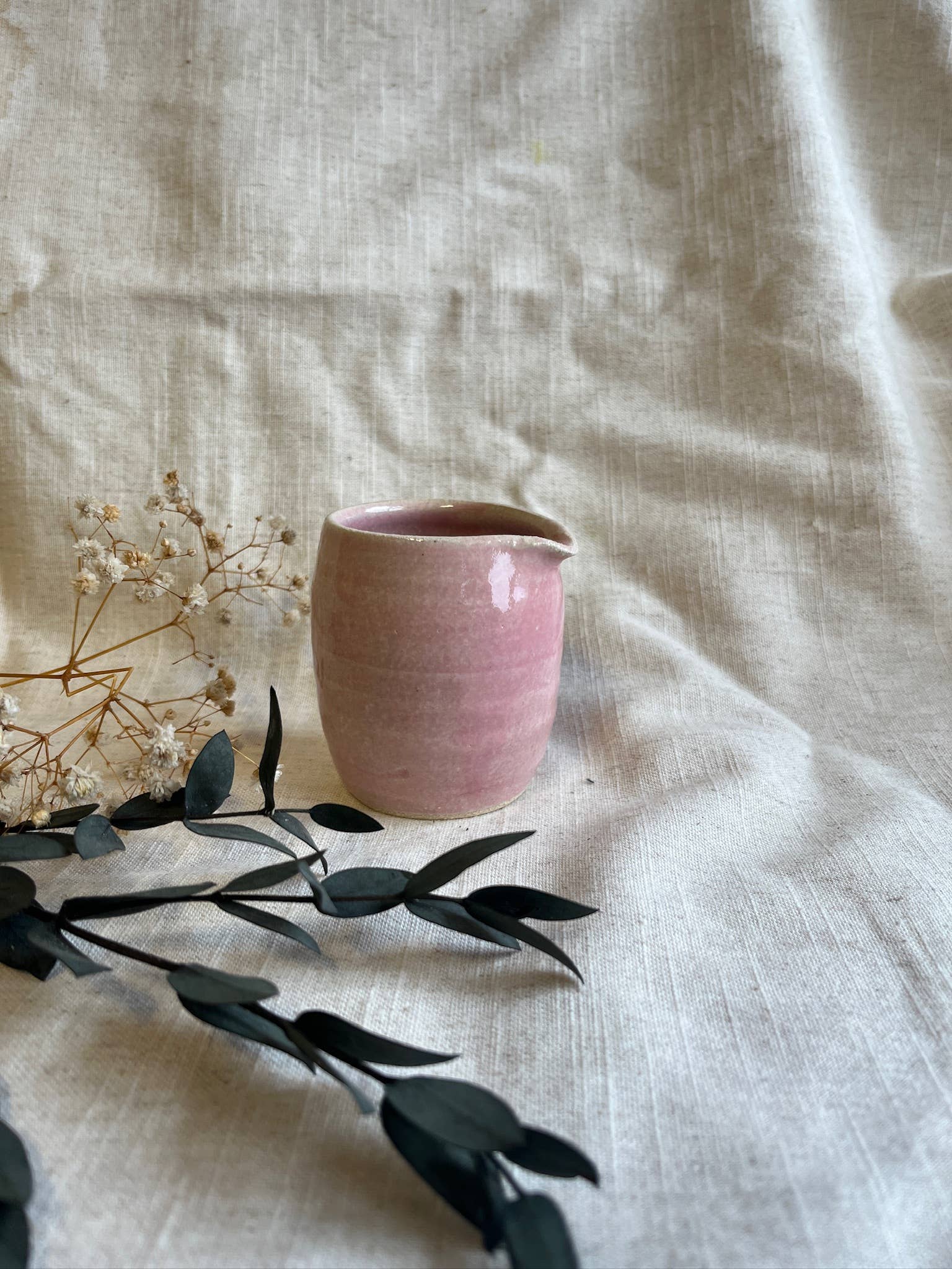 Candy Floss Pink Handmade Ceramic Milk Jug - by Charlotte Manser Ceramics