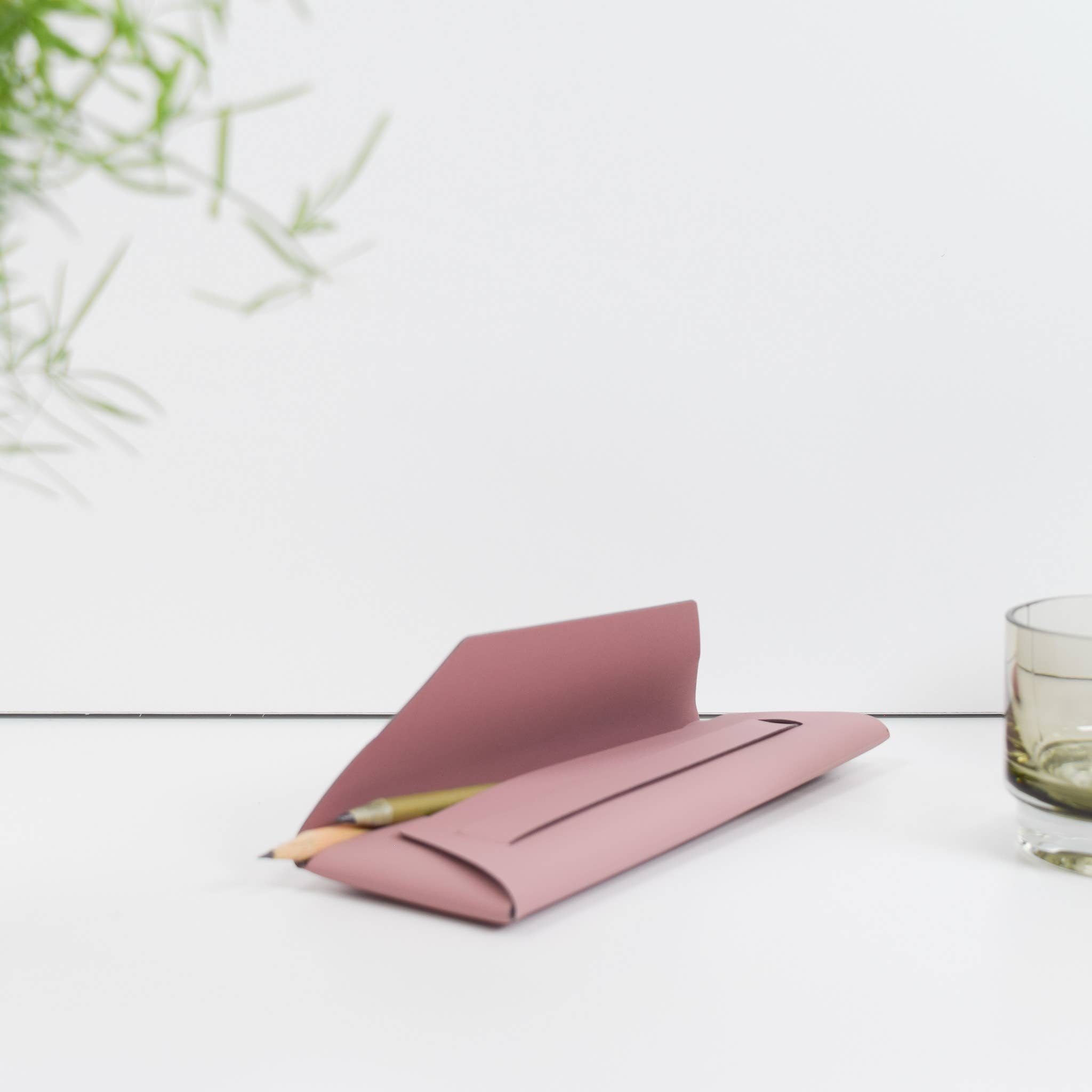 Recycled Leather Pen & Pencil Case | Handmade | EDIT Pink