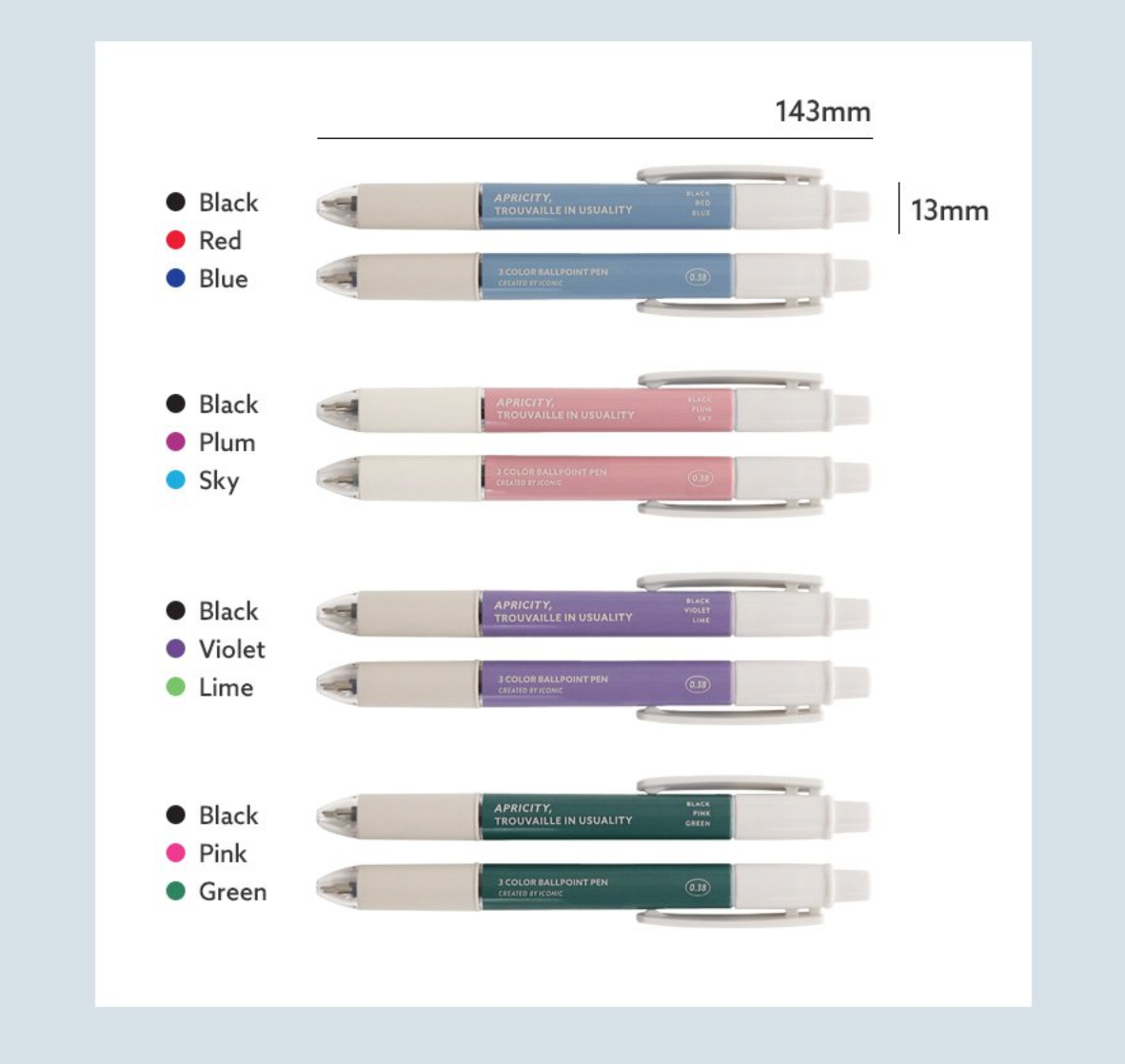 Iconic Smooth 3 Colour Pen 0.38mm: Purple