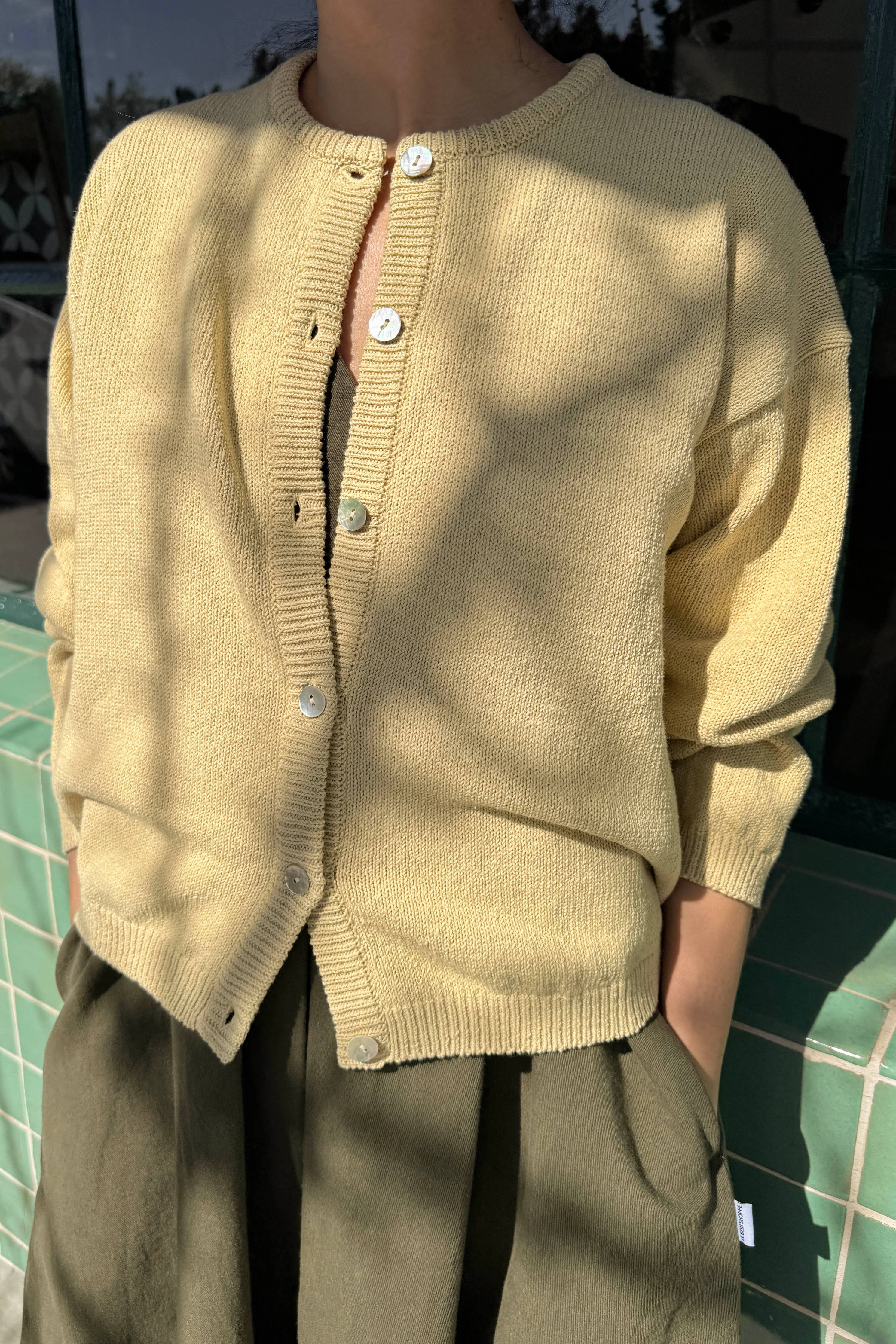 Leila Cotton Cardigan in Custard - Le Bon Shoppe