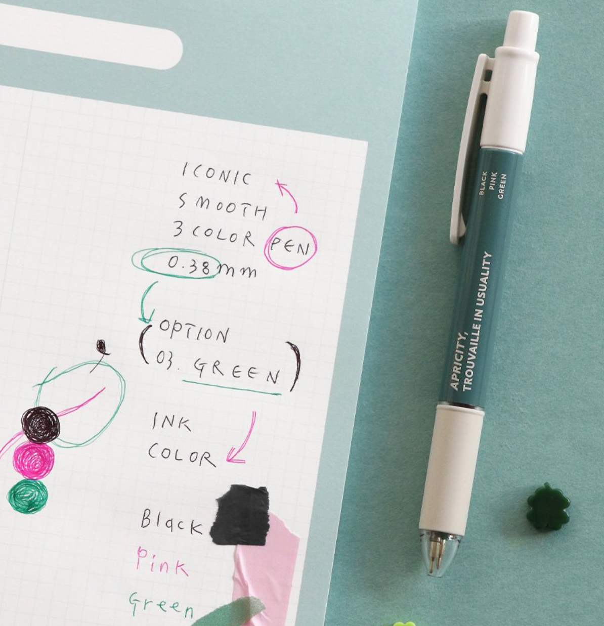 Iconic Smooth 3 Colour Pen 0.38mm: Pink
