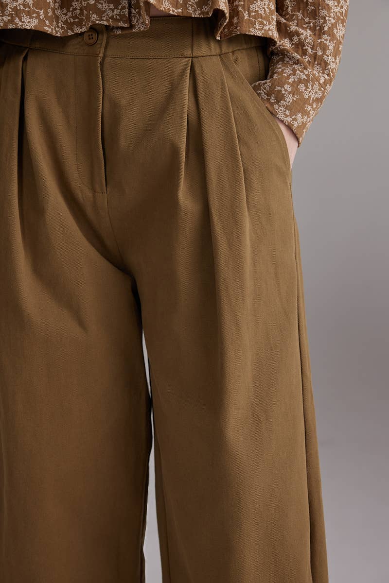 Pleated Volume Pants: Curry / Solid / M/L