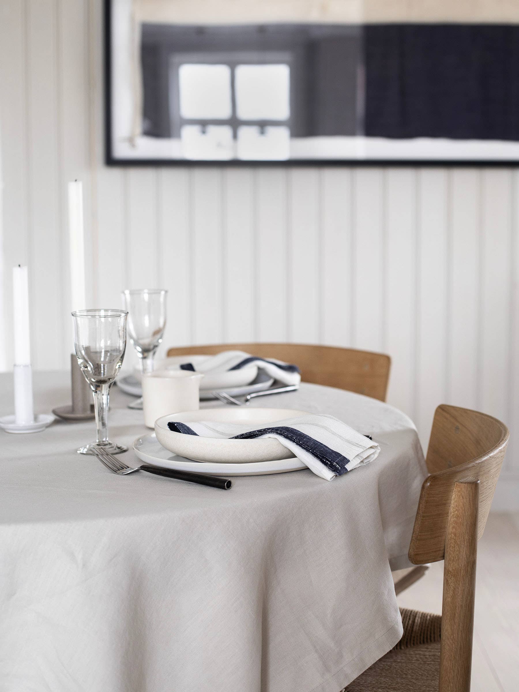 Maya napkin - 100% linen: Navy Stripe