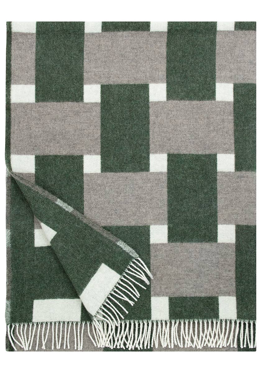 Punos Wool Blanket: White-Cinnamon-Black / 130 x 180 cm + Fringes