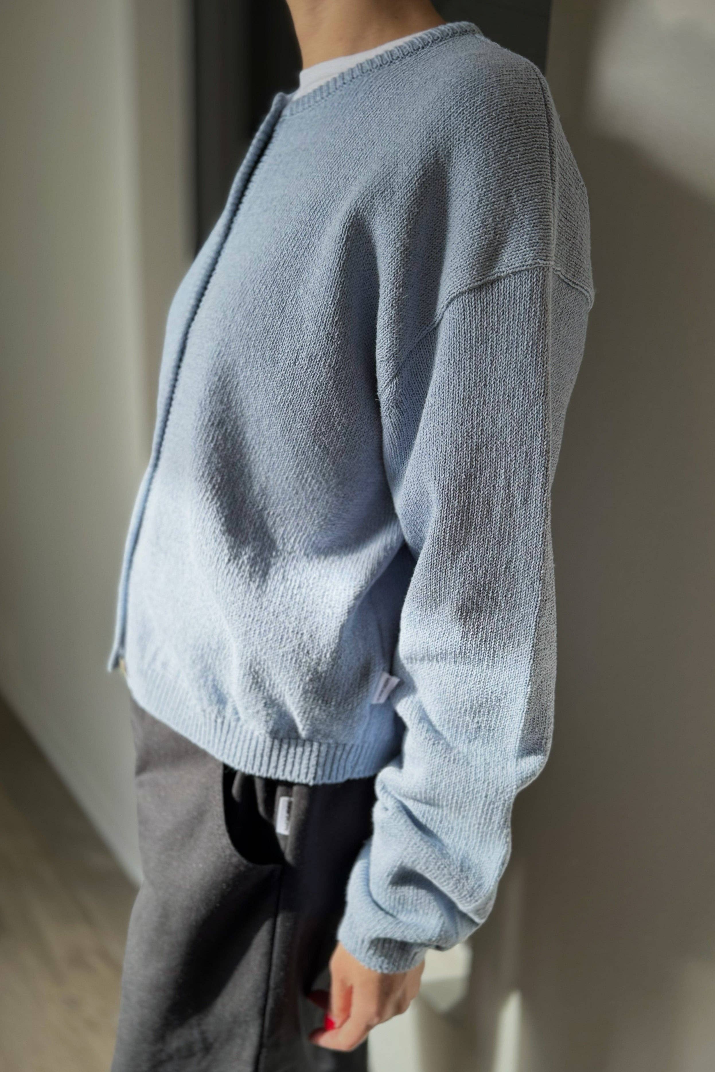 Leila Cotton Cardigan in Cornflower - Le Bon Shoppe