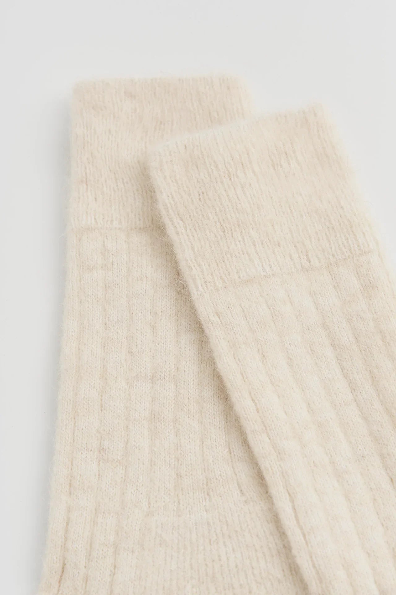 Le Bon Shoppe cream wool blend ribbed socks, premium knitwear accessory