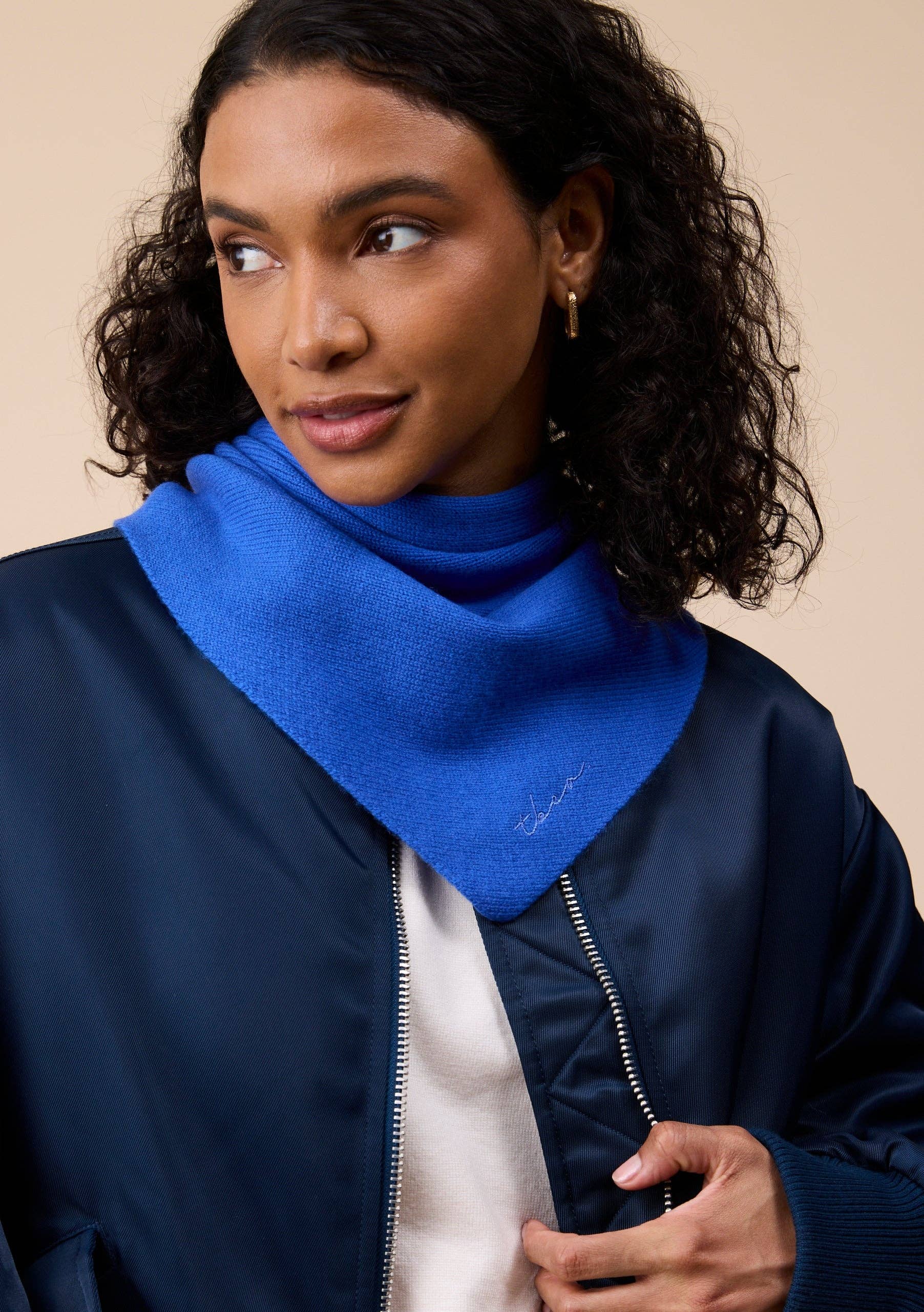 TBCo Merino Wool Triangle Scarf in Cobalt Blue