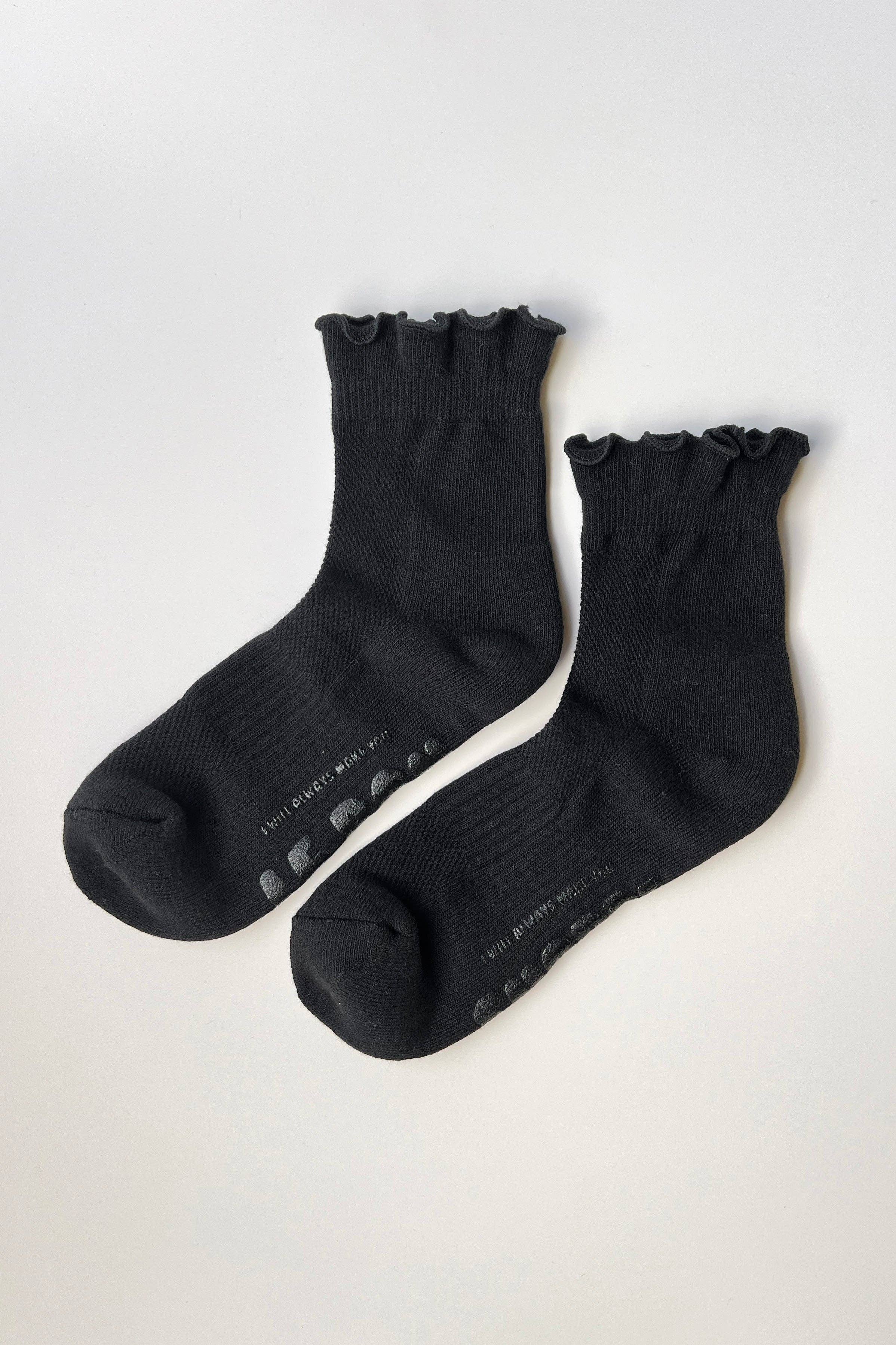 Ruffled Hugger Crew Socks  (Wholesale): HT. GREY / RED
